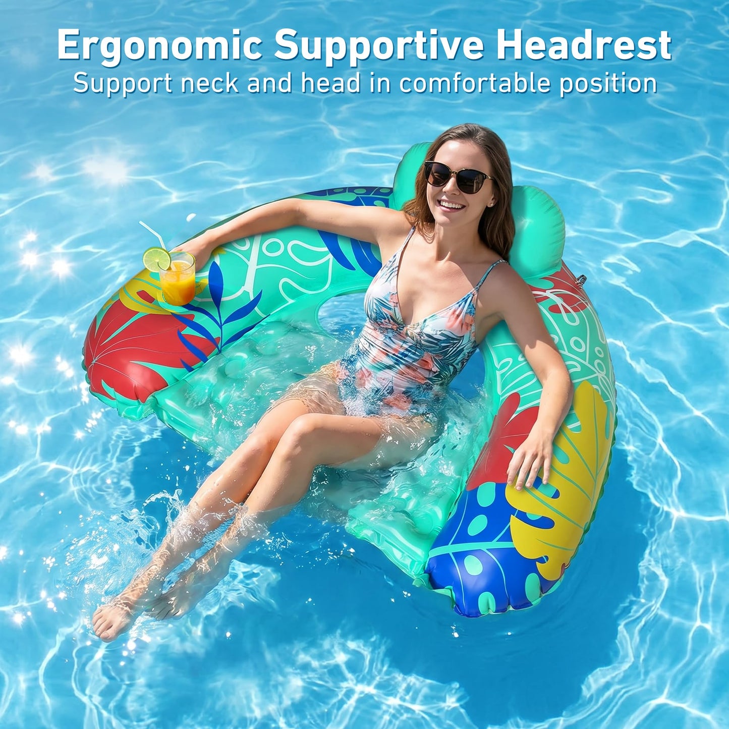 SEETOHOME 3 Pack Pool Floaties for Adults, Inflatable Pool Float Chair Adult Size with Backrest & Cup Holder Floating Pool Chair Floaties for Adults Beaches, Lakes, Rivers, Parties Water Fun 🍁 All In One Marketplace Canada