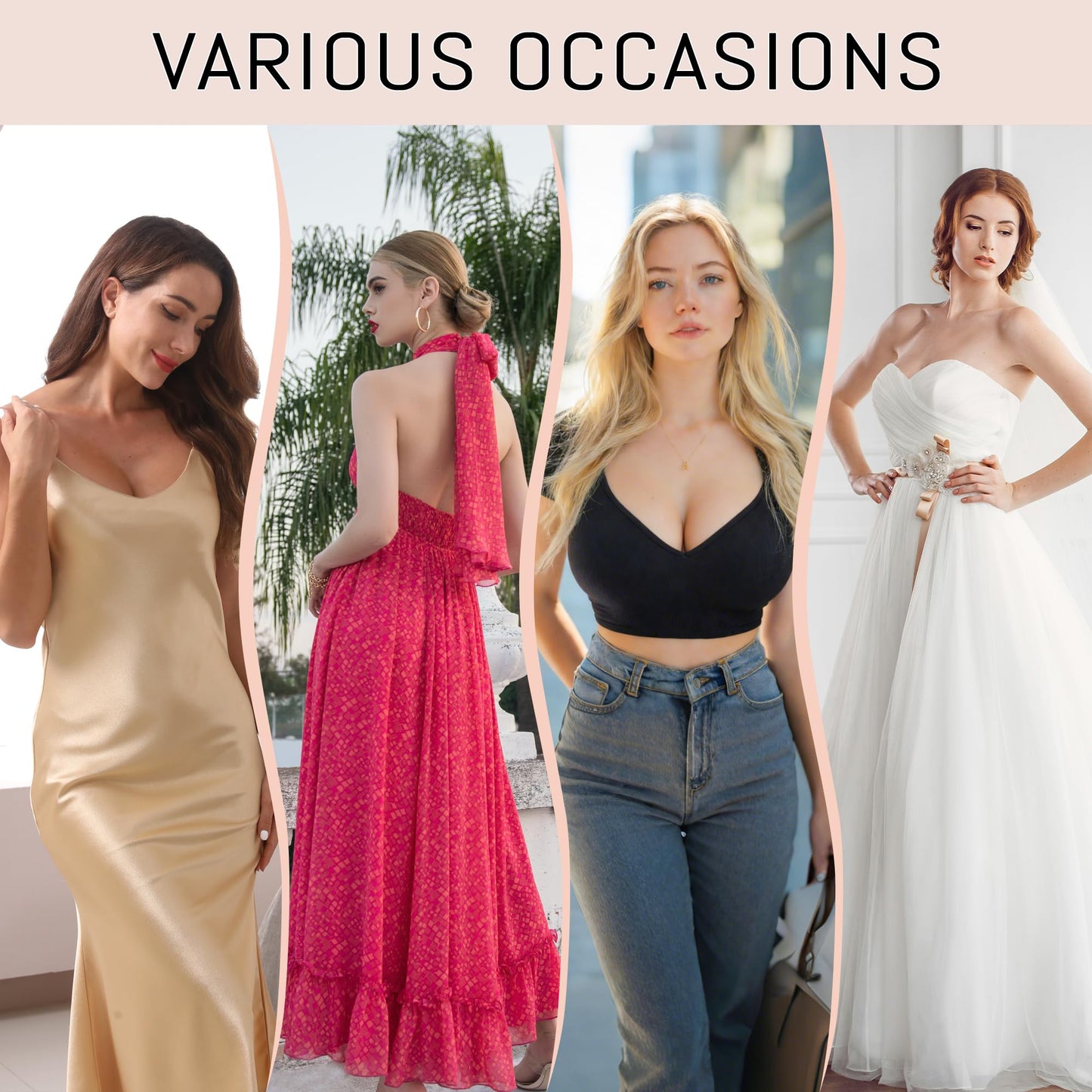 GKHWON Adhesive Bra Strapless Backless Invisible Push Up Sticky Bra with Silicone Nipple Covers Reusable Beige B 🍁 All In One Marketplace Canada