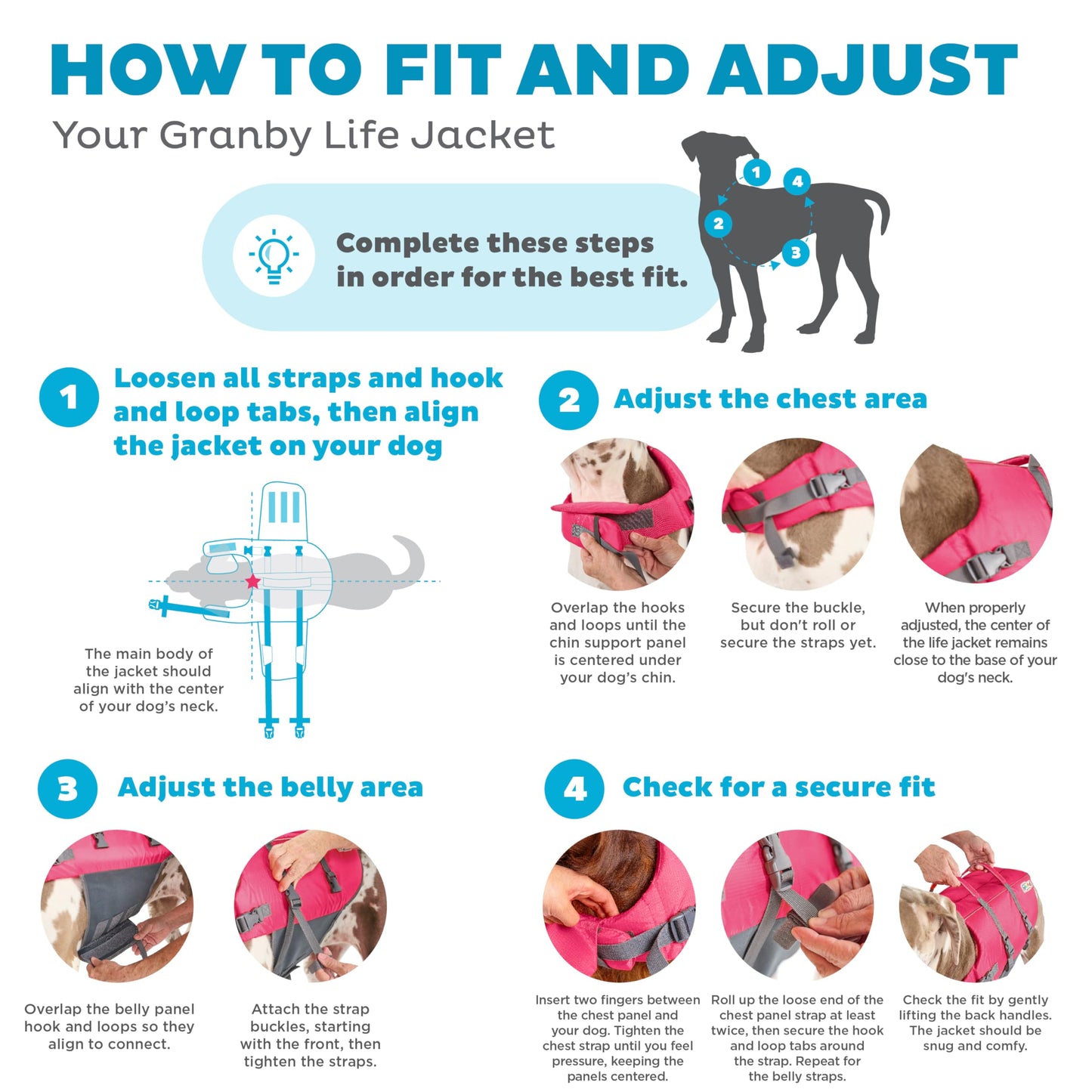 Outward Hound Granby Splash Dog Life Jacket with Handle, Reflective Floating Vest for Swimming & Boating, Maximum Buoyancy, All Skill Levels, Medium Dogs (21–27" Girth), Pink, Medium 🍁 All In One Marketplace Canada
