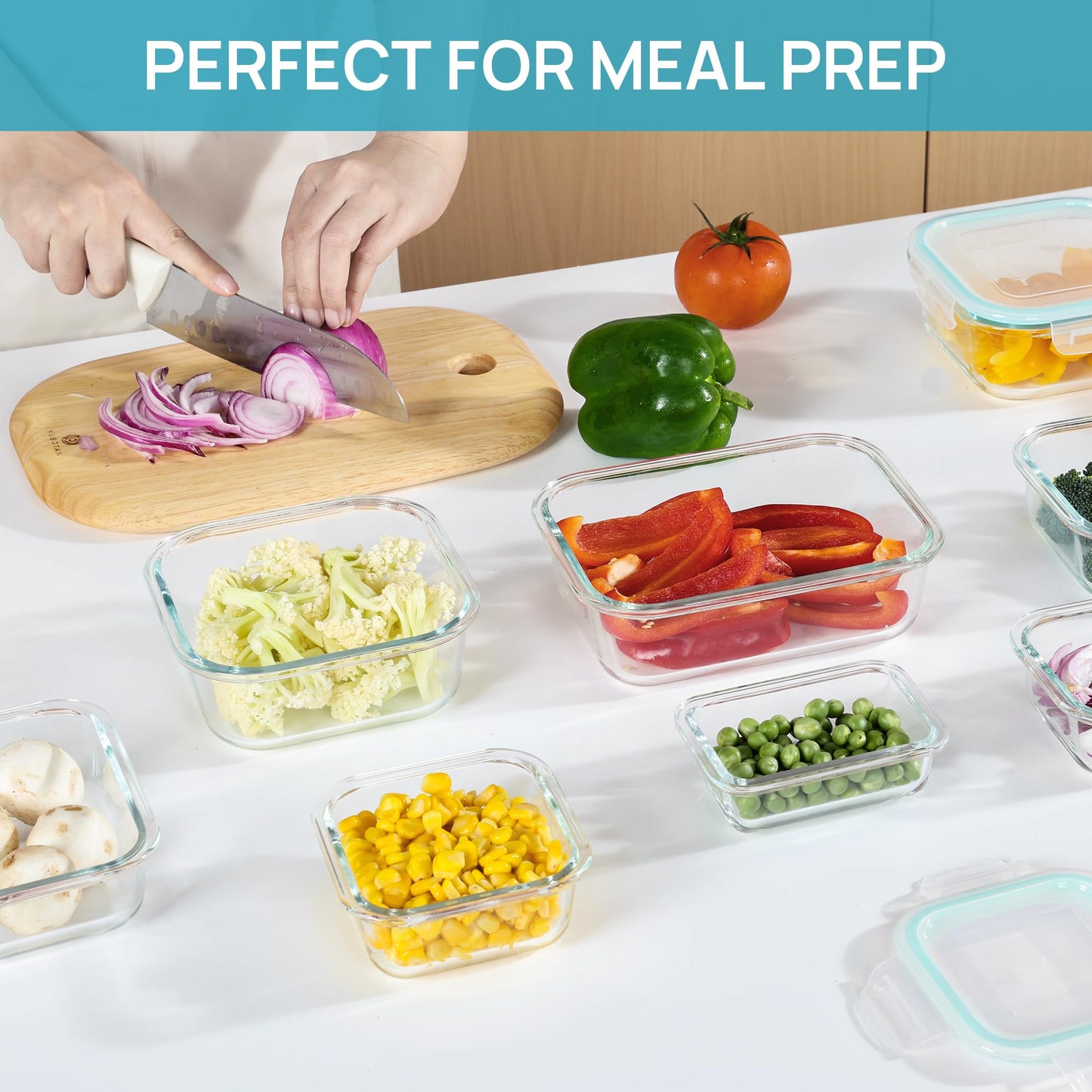 Vtopmart 8 Pack Glass Container Food Storage, Meal Prep Containers with Airtight Lids for Leftover, On-the-go, Safe for Microwave, Oven, Freezer and Dishwasher, Grey 🍁 All In One Marketplace Canada