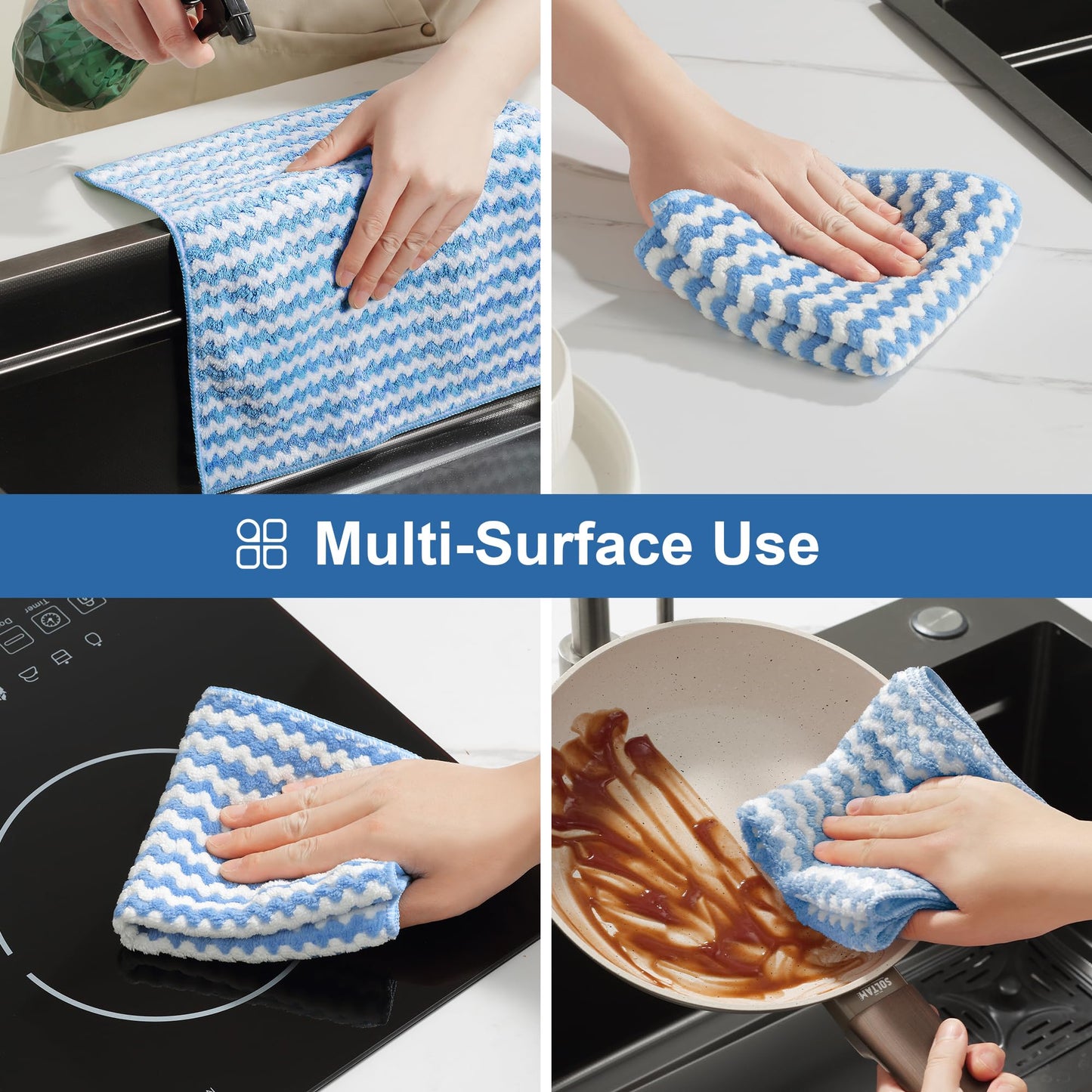 JOYMOOP Microfiber Cleaning Cloths, Dish Cloths for Washing Dishes, 18 Pack Kitchen Towels, Reusable and Washable Dish Towels for Dish Drying Washing, Absorbent Streak Free Lint Free Rags - 10" x 10" 🍁 All In One Marketplace Canada