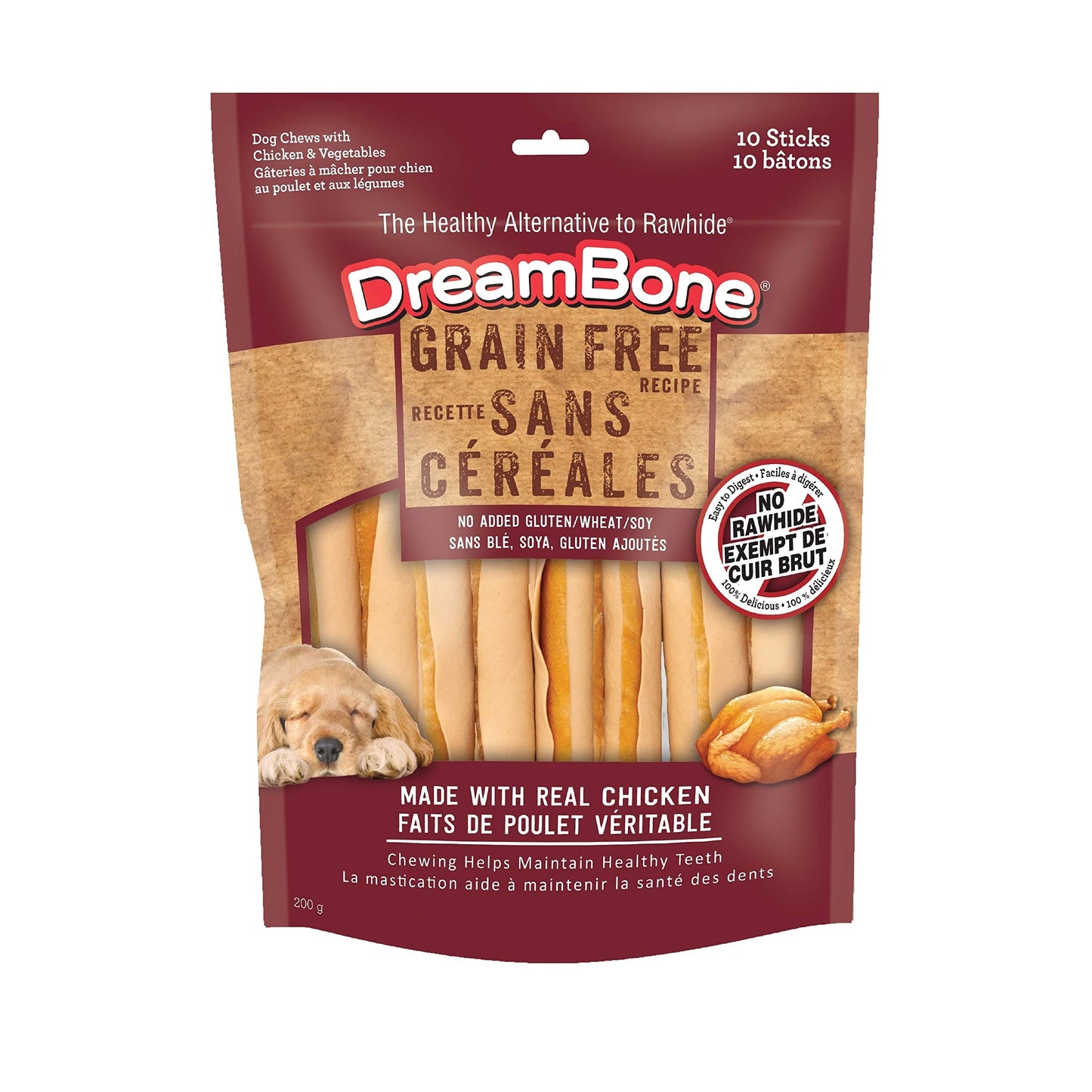 DreamBone Grain Free Recipe Stick Dog Chews, 10 Count, Made with Real Chicken, Rawhide-Free, for All Dogs 🍁 All In One Marketplace Canada