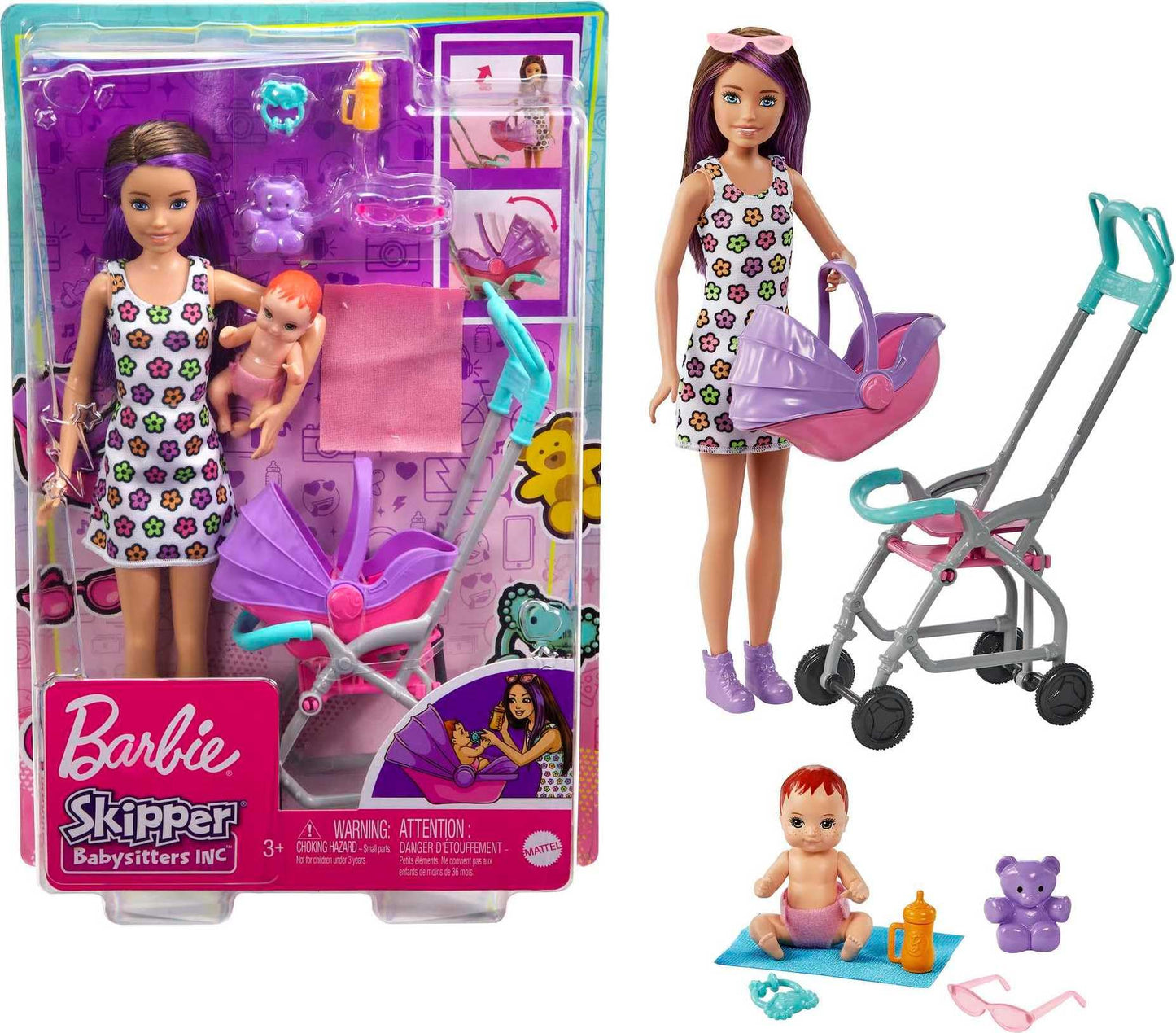 Barbie Skipper Babysitters, Inc. Playset with Skipper Babysitter Doll (Brunette), Stroller, Baby Doll & 5 Accessories, Toy for 3 Year Olds & Up 🍁 All In One Marketplace Canada