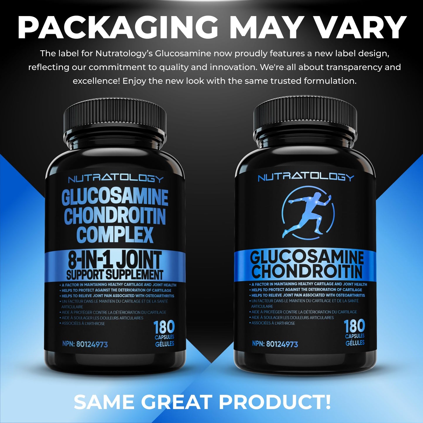 Nutratology® Glucosamine Joint Supplement with Chondroitin, MSM & Turmeric | Canadian-Made | Joint Pain Relief Supplements - 1500MG Glucosamine - Supports Healthy Joints & Cartilage - 180 Capsules 🍁 All In One Marketplace Canada