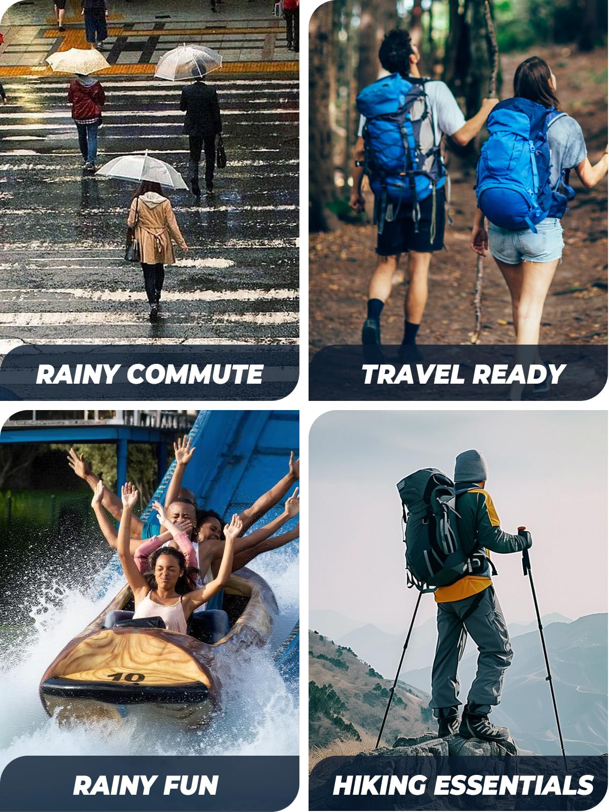 SaphiRose Hooded Rain Ponchos Outdoor Waterproof Raincoat Jacket for Adults with Zipper (Black) 🍁 All In One Marketplace Canada
