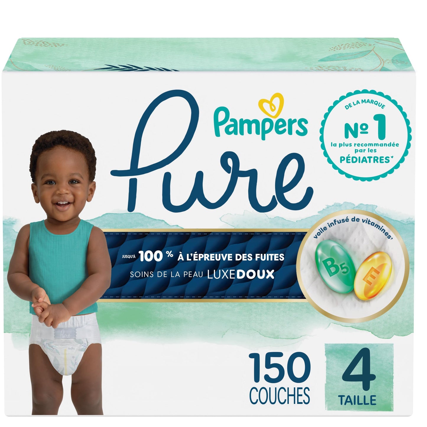 Pampers Pure Baby Diapers, Size 4 (22-37 lbs), 150, Up to 100% Leakproof, Premium Hypoallergenic Soft Diapers 🍁 All In One Marketplace Canada