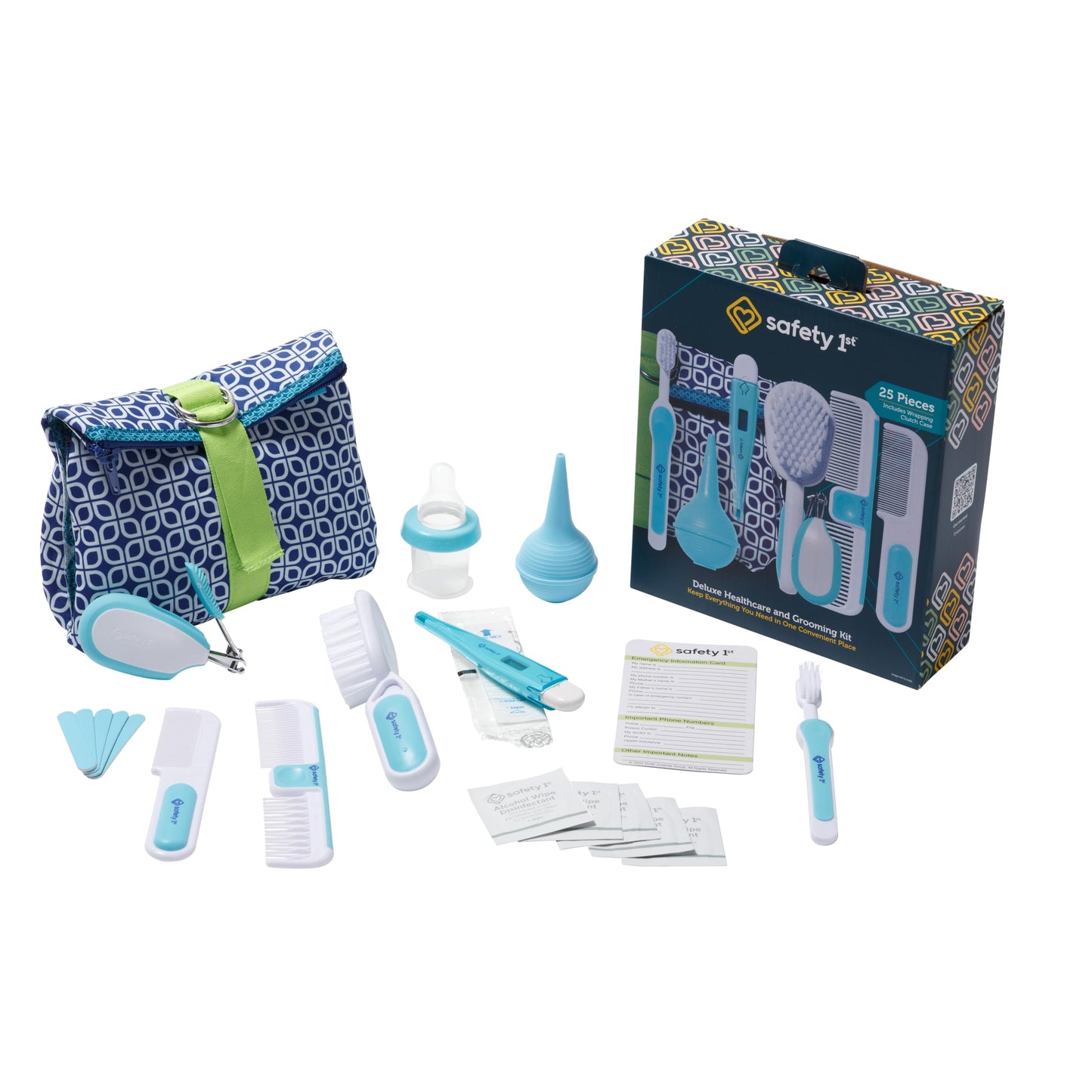 Safety 1st Deluxe Healthcare & Grooming Kit – Baby Essentials Set with 3-in-1 Thermometer, Nasal Aspirator, Nail Clippers, Medicine Dispenser, Brush & Comb, and More - Arctic Blue 🍁 All In One Marketplace Canada