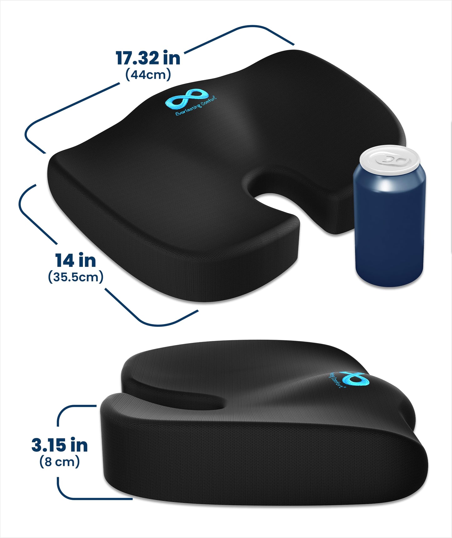 Everlasting Comfort Doctor Recommended Memory Foam Seat Cushion for Office Chairs & Car - Ergonomic Office Desk Accessories - Cushions for Tailbone Pain Relief, Sciatica (Black, Large) 🍁 All In One Marketplace Canada