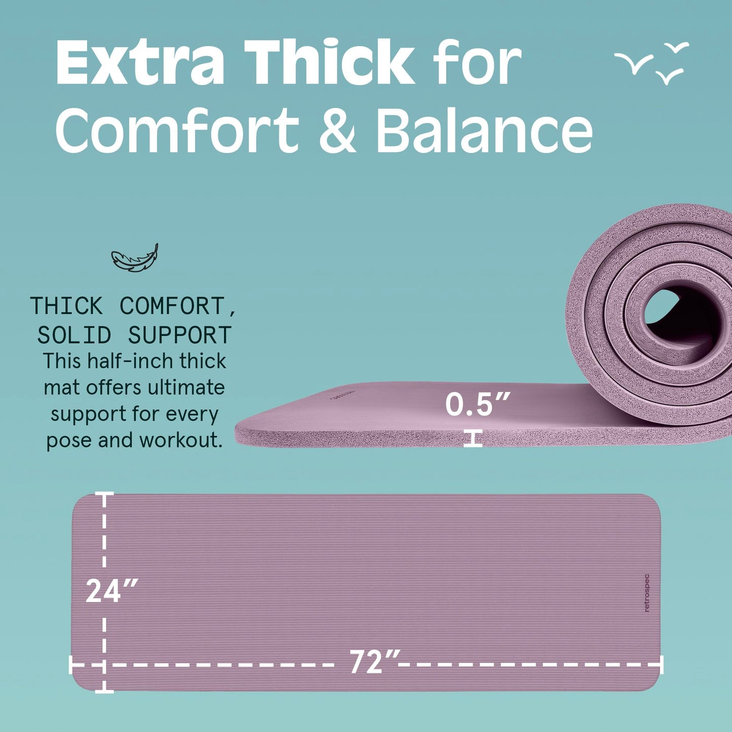 Retrospec Solana Yoga Mat 1" And 1/2" Thick With Nylon Strap for Men And Women - Non Slip Exercise Mat For Home Yoga, Pilates, Stretching, Floor And Fitness Workouts 🍁 All In One Marketplace Canada