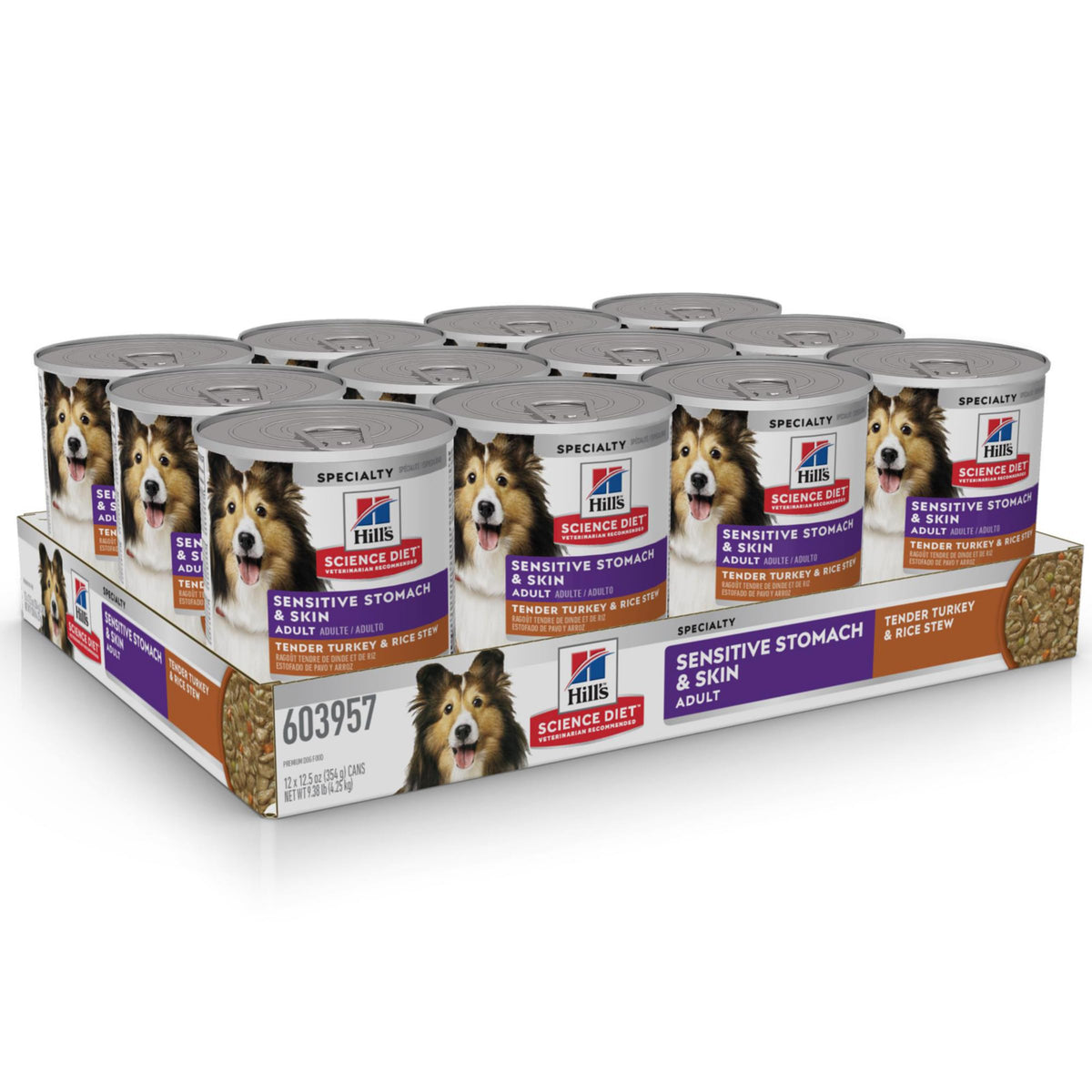 Hill's Science Diet Sensitive Stomach & Skin, Adult 1-6, Stomach Sensitivity Support, Wet Dog Food, Turkey & Rice Stew, 12.5 oz Can, Case of 12 🍁 All In One Marketplace Canada