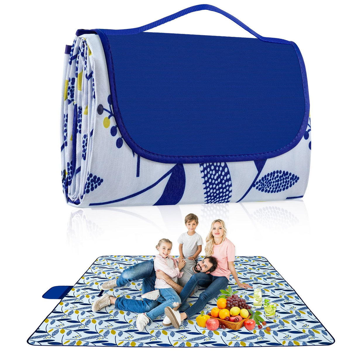 Habaylin Picnic Blanket Large, 79"X79" Waterproof Extra Large Beach Blanket, Foldable Picnic Blanket for Hiking, Party, Camping on Grass Sandproof Handy Picnic Mat 🍁 All In One Marketplace Canada