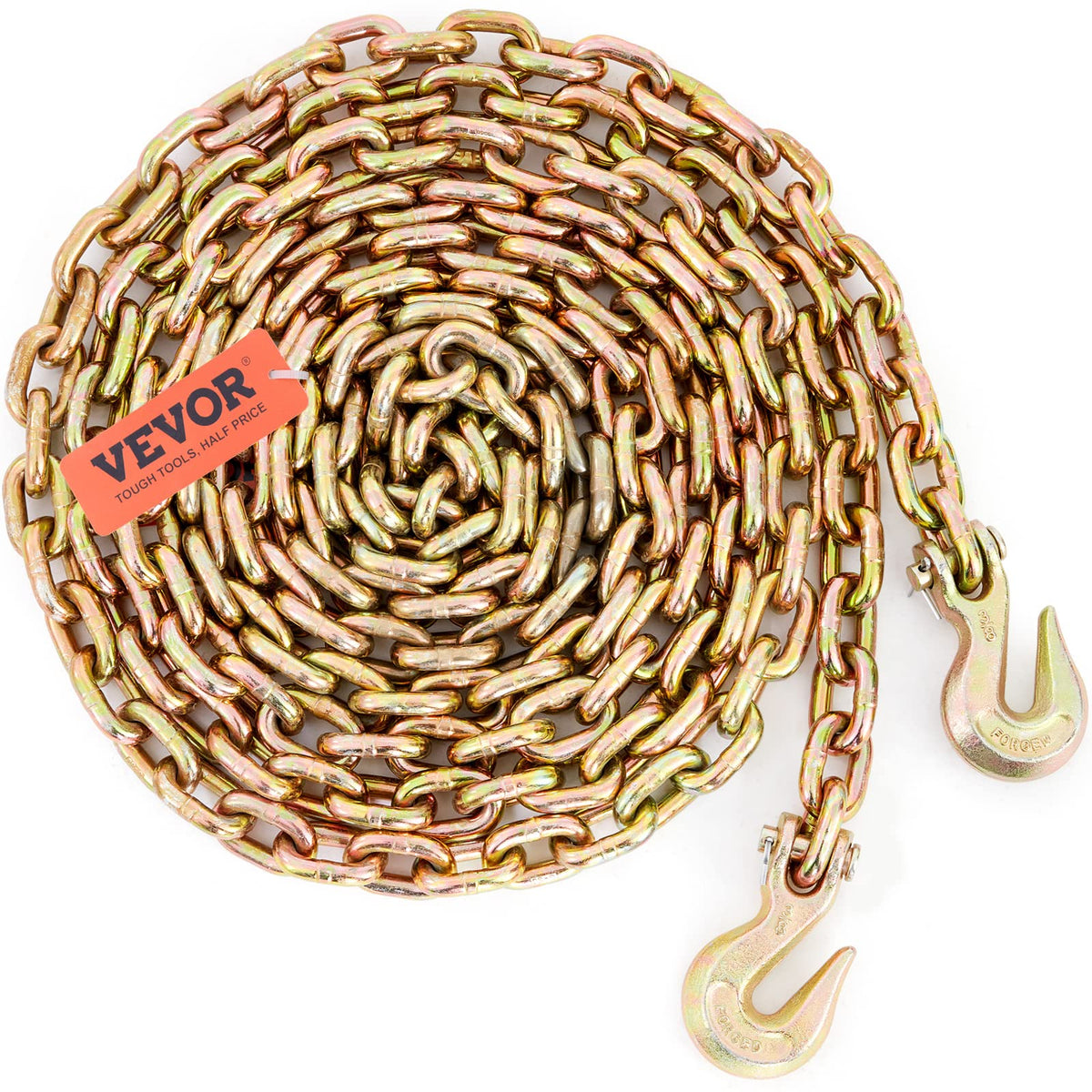 VEVOR Transport Binder Chain, 7100 lbs Working Load Limit, 3/8'' x 20' G80 Tow Chain Tie Down with Grab Hooks, DOT Certified, Galvanized Coating Manganese Steel for Dock Factory Construction Site 🍁 All In One Marketplace Canada