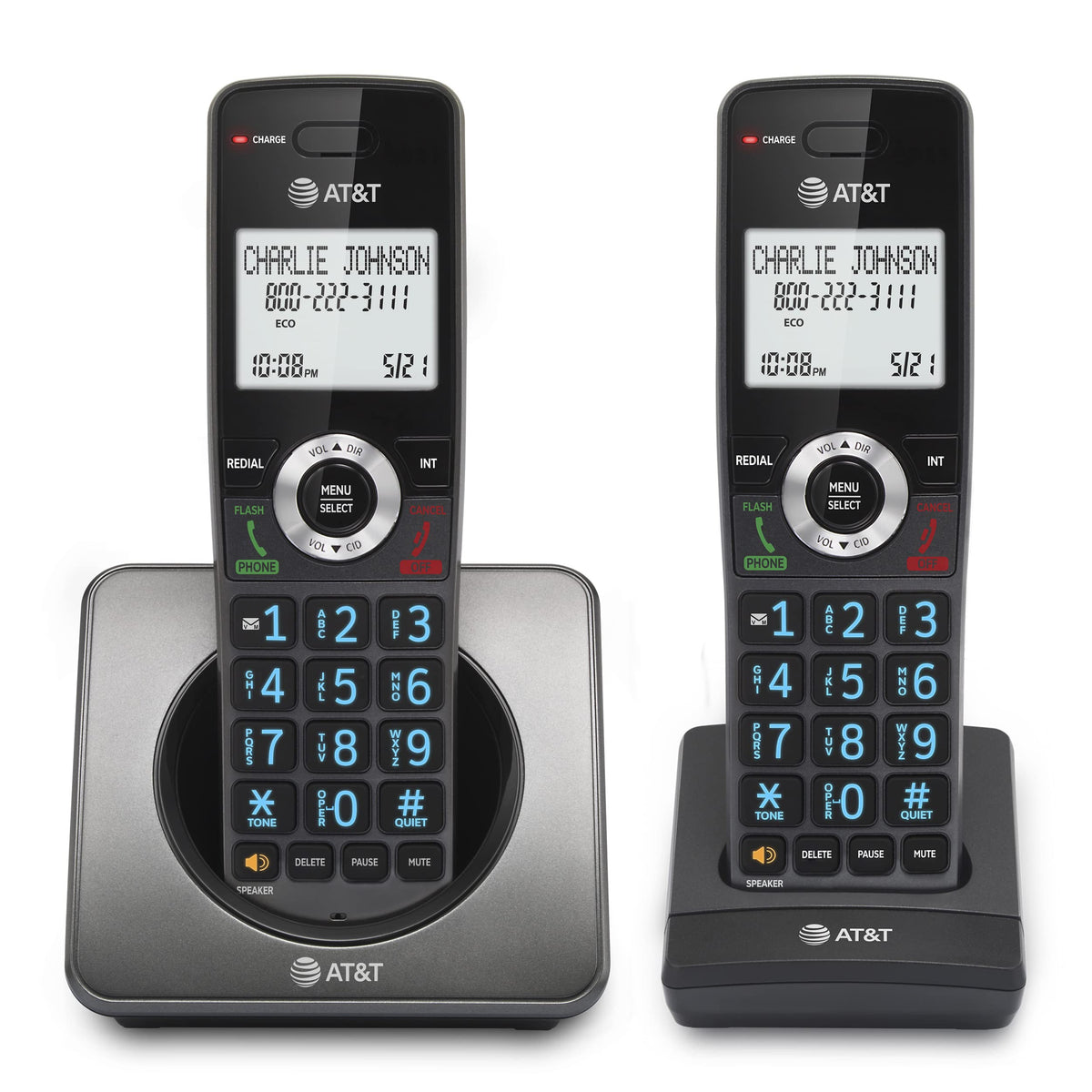 AT&T GL2101-2 DECT 6.0 Cordless Home Phone 2-Handset with Call Block, Caller ID, Full-Duplex Handset Speakerphone, 2" White Backlit Display, Lighted Keypad, Graphite & Black 🍁 All In One Marketplace Canada
