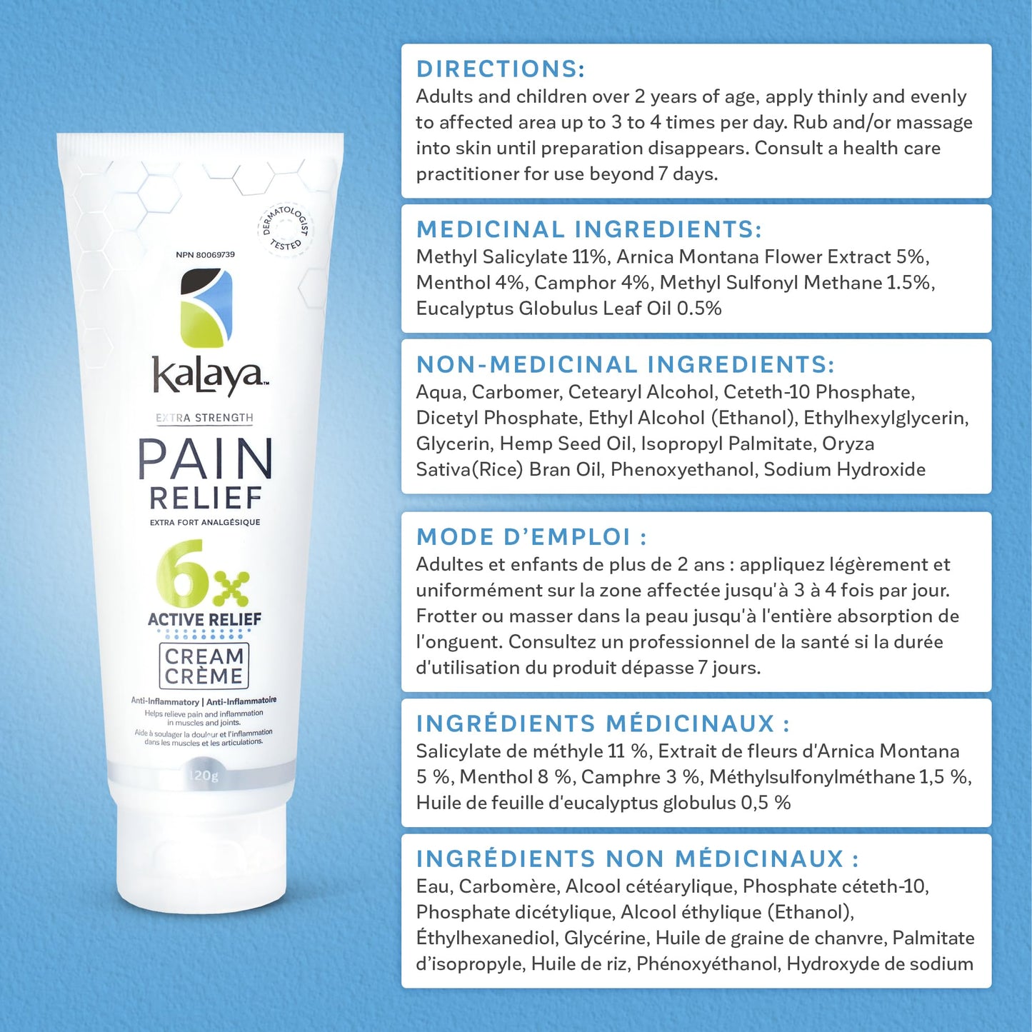 KaLaya 6X Extra Strength Pain Relief Cream with Arnica for Arthritis, Joint, Muscle, Back, Neck, Shoulder, Hand and Knee Pain- Medically formulated with 6 Natural Active, Pain Blocking & Anti inflammatory Ingredients (100g - Pack of 1)