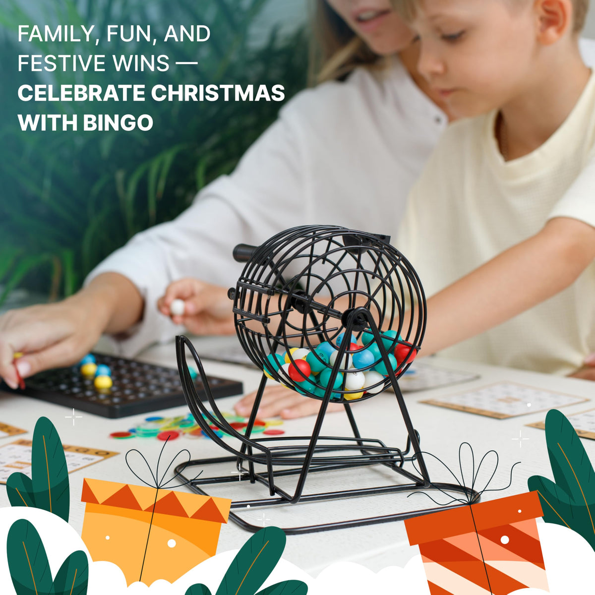 Queensell Bingo Game for Adults - Best Board Game With Metal Cage, Balls Set, and Cards - Family Game for Large Groups 🍁 All In One Marketplace Canada