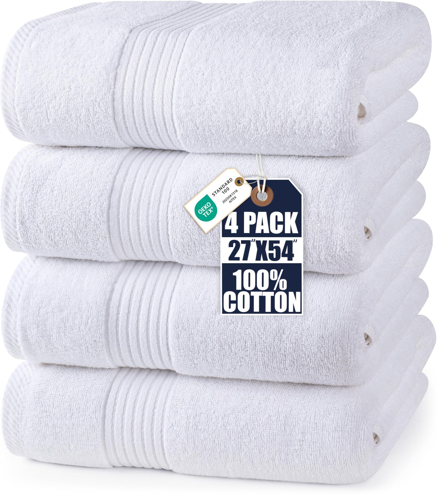 Utopia Towels Premium 100% Combed Ring Spun Cotton Bath Towels, Ultra Soft and Highly Absorbent, 27 by 54 inches, Large Bath Towels, 4 Pack, White 🍁 All In One Marketplace Canada
