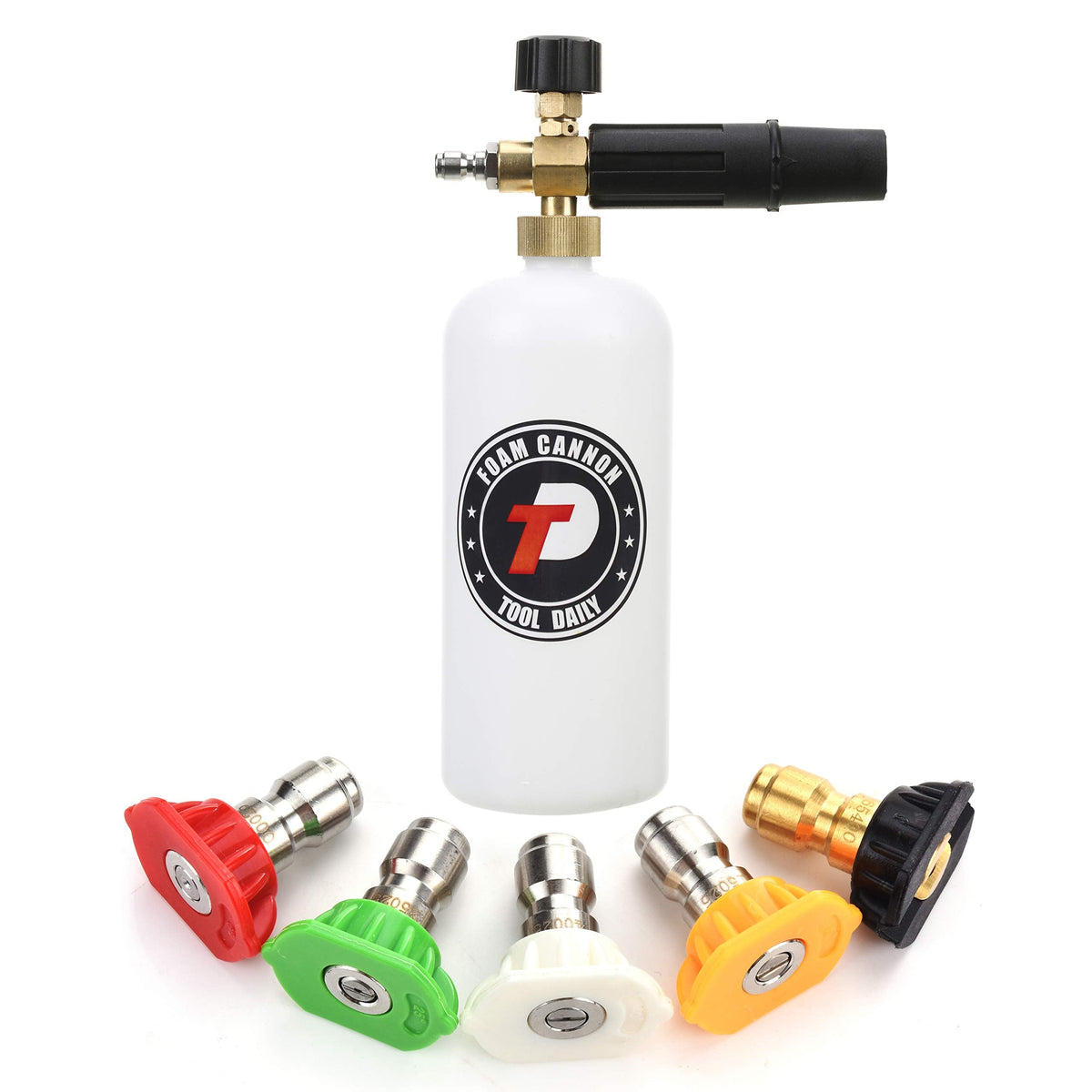 Tool Daily Foam Cannon with 1/4’’ Quick Connector, 1 Liter, 5 Pressure Washer Nozzle Tips 🍁 All In One Marketplace Canada
