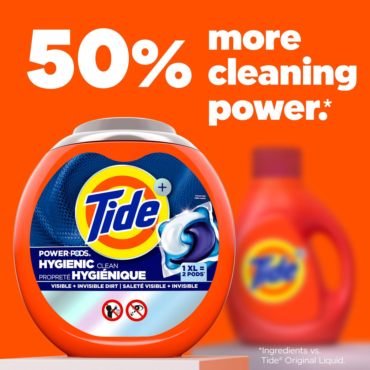 Tide Hygienic Clean Power PODS Laundry Detergent Pacs Original Scent Removes Visible and Invisible Dirt, 45 Count 🍁 All In One Marketplace Canada