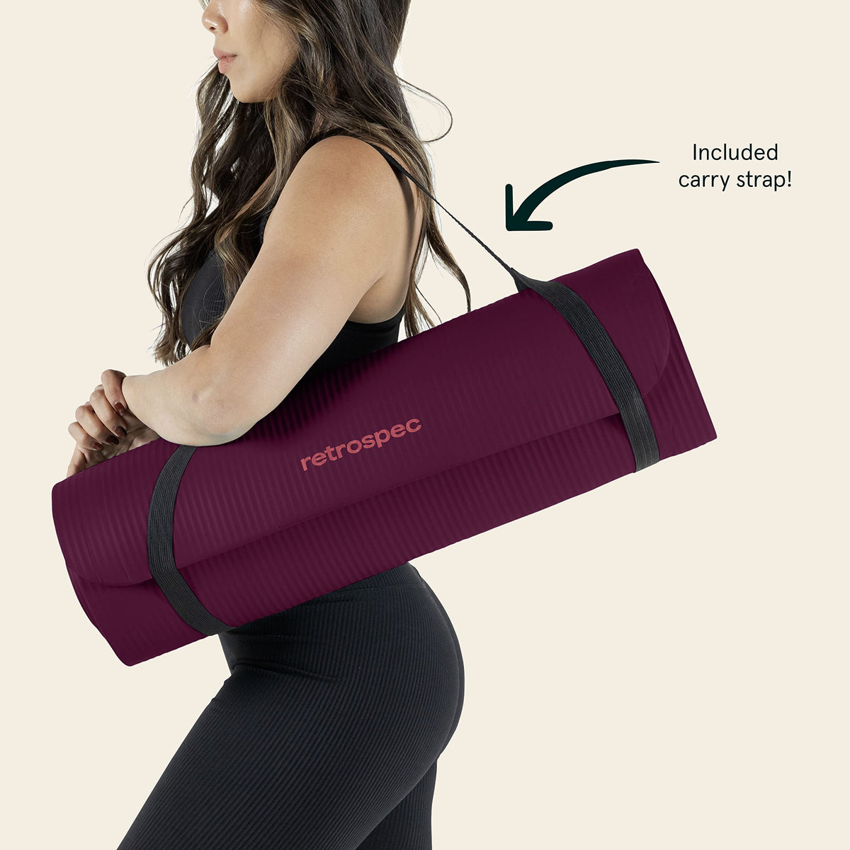 Retrospec Solana Yoga Mat 1" And 1/2" Thick With Nylon Strap for Men And Women - Non Slip Exercise Mat For Home Yoga, Pilates, Stretching, Floor And Fitness Workouts 🍁 All In One Marketplace Canada