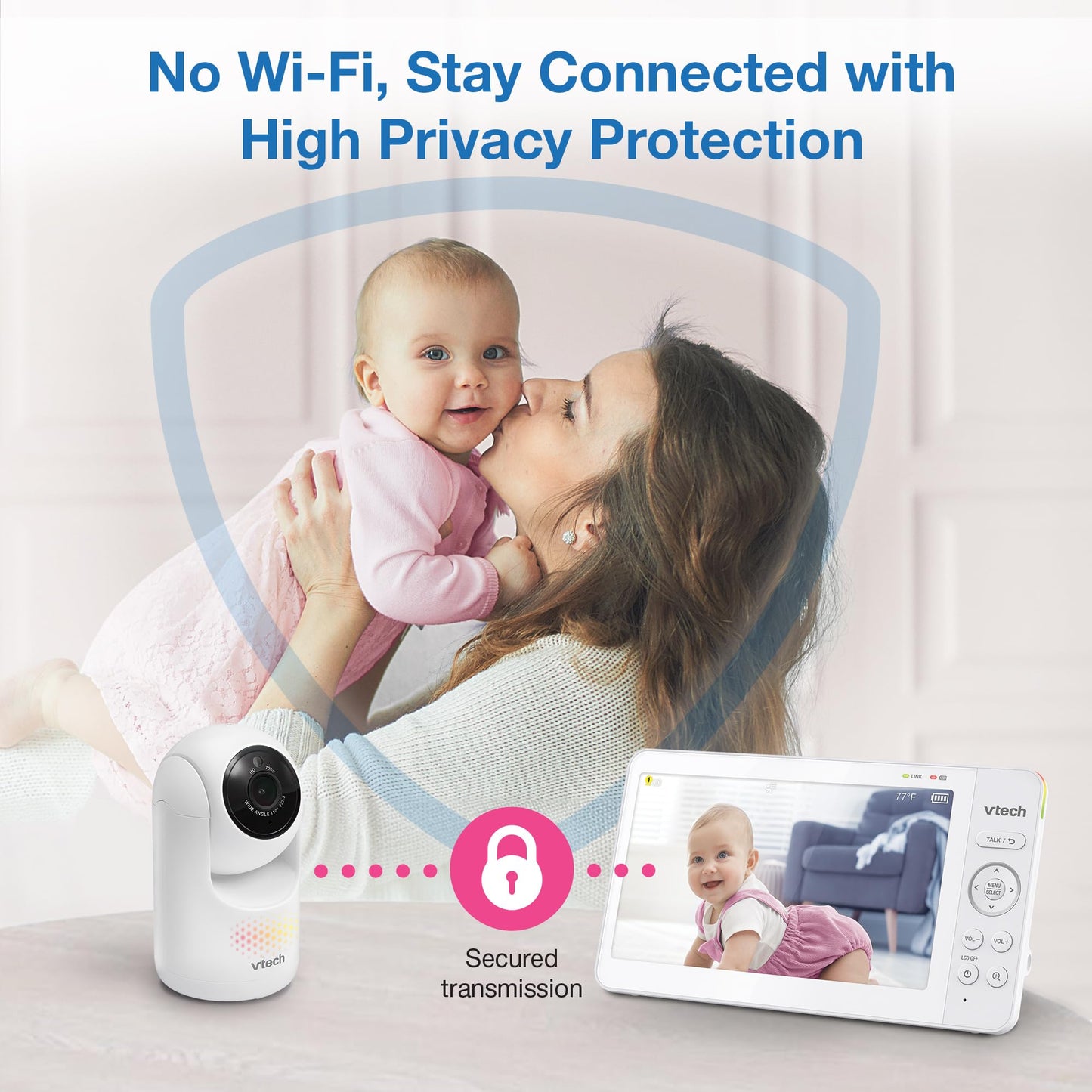 VTech Advanced HQ Max Twin 2 Camera 7” Digital Video Baby Monitor with Pan-Tilt-Zoom, Night Light, Long Range, 2-Way Talk, Display, and Lullabies, No WiFi, White 🍁 All In One Marketplace Canada
