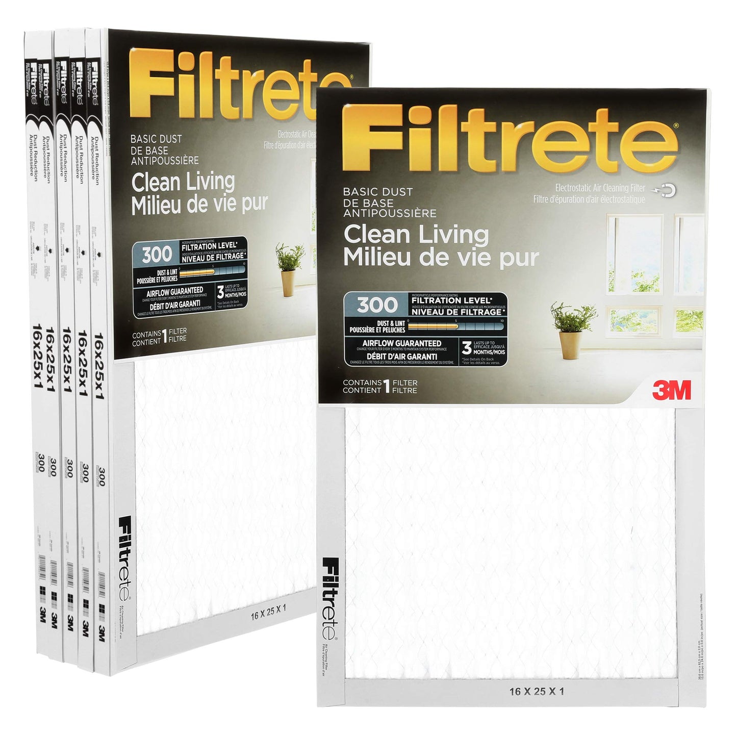 Filtrete 16x25x1 Furnace Filter, MPR 300, MERV 5, Clean Living Basic Dust 3-Month Pleated 1-Inch Air Filters, 6 Filters 🍁 All In One Marketplace Canada