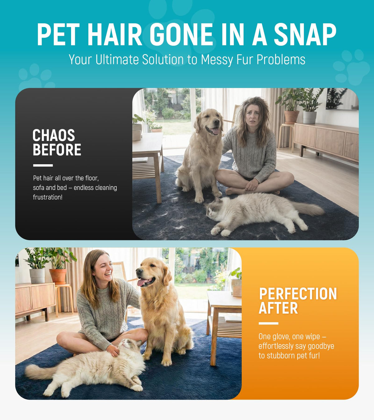 Bispoy Pet Hair Removal Glove for Dogs & Cats - Upgraded Reusable Electrostatic Pet Hair Glove, Pet Hair Remover Tool for Laundry, Couch, Carpet & Car Seat, Gentle Grooming Mitt 🍁 All In One Marketplace Canada