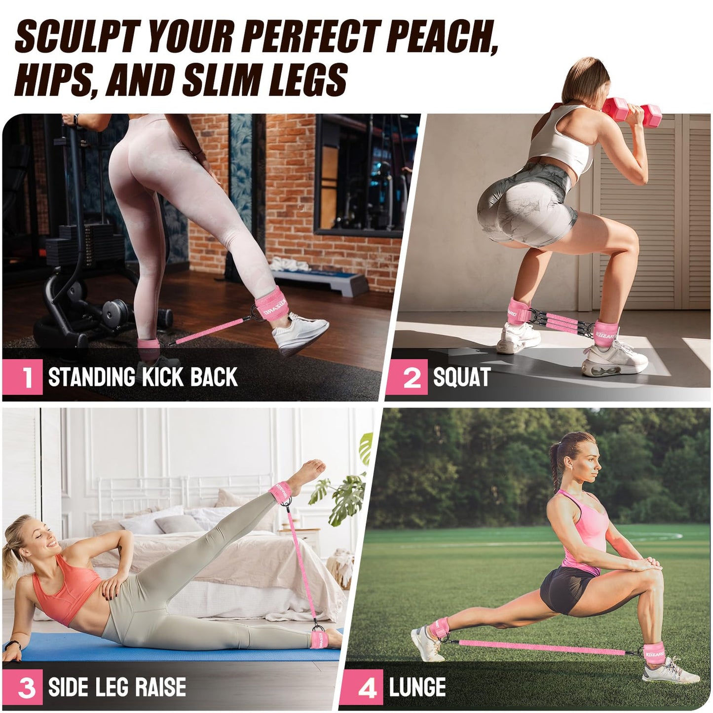 Resistance Bands with Ankle Straps, Ankle Weights Bands for Working Out, Exercise Band for Women Leg and Glute, Booty Workout Equipment for Kickbacks,Butt and Hip Training, Home Gym Fitness Equipment 🍁 All In One Marketplace Canada