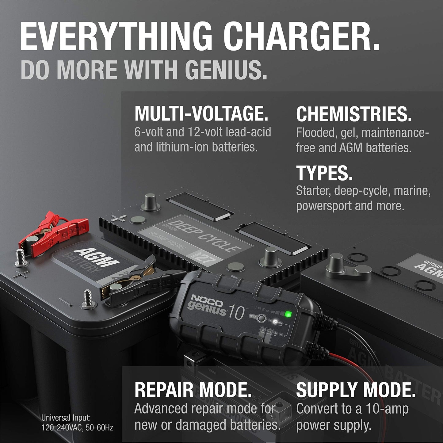 NOCO GENIUS10: 10A 6V/12V Smart Battery Charger – Automatic Maintainer, Trickle Charger & Desulfator with Overcharge Protection & Temperature Compensation – for Lead-Acid & Lithium Batteries 🍁 All In One Marketplace Canada