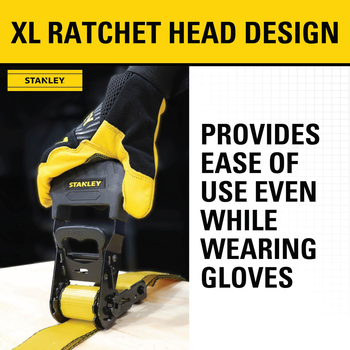 Stanley S1007 Black/Yellow 1.5" x 16' Ratchet Tie Down Straps - Heavy Cargo Securing (3,300 lbs Break Strength), 2 Pack 🍁 All In One Marketplace Canada
