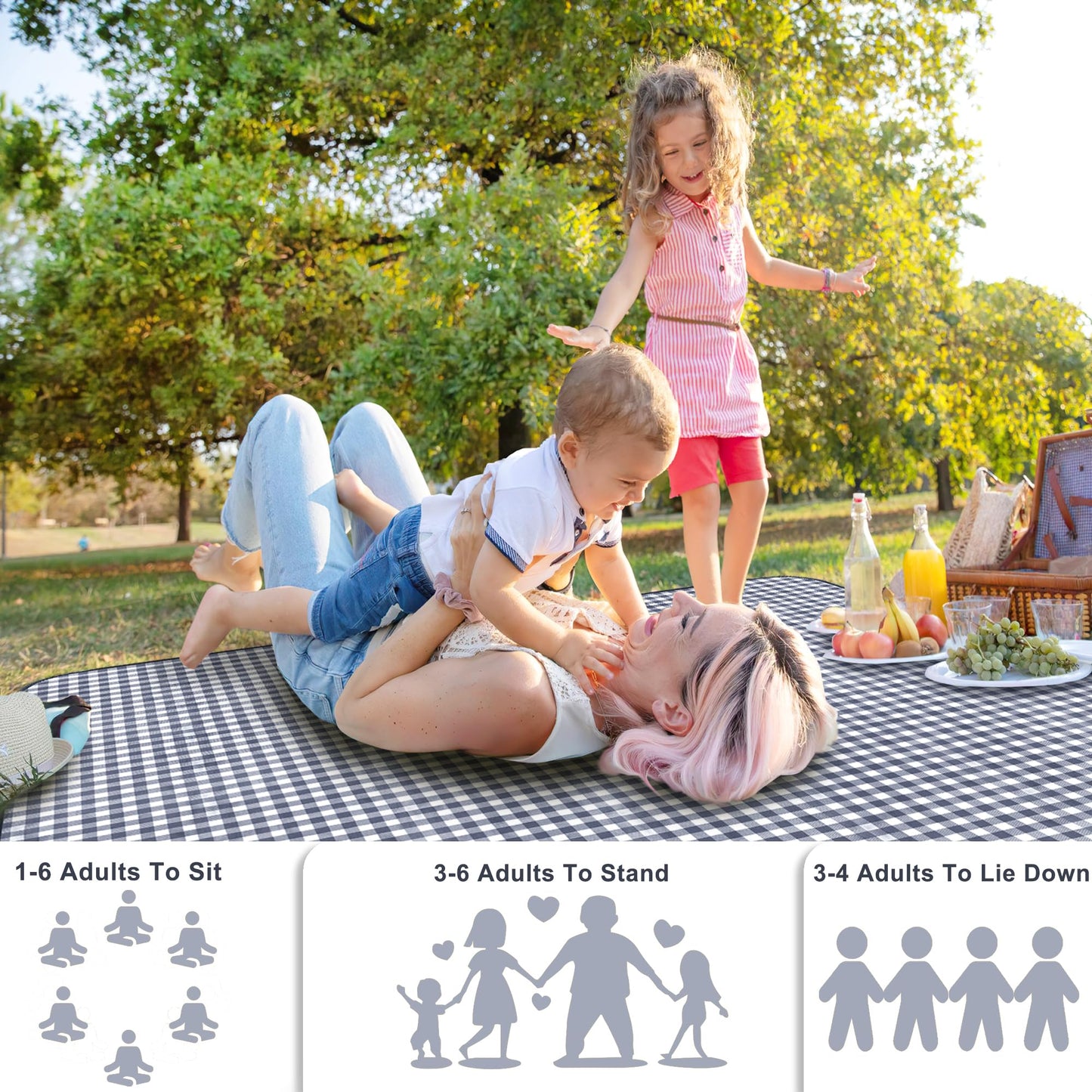 SAMSIER Large Outdoor Picnic Blankets Waterproof Foldable, Beach Blanket Sandproof Portable, Cute Picnic Mat Washable (Navy Blue, 80"×80") 🍁 All In One Marketplace Canada