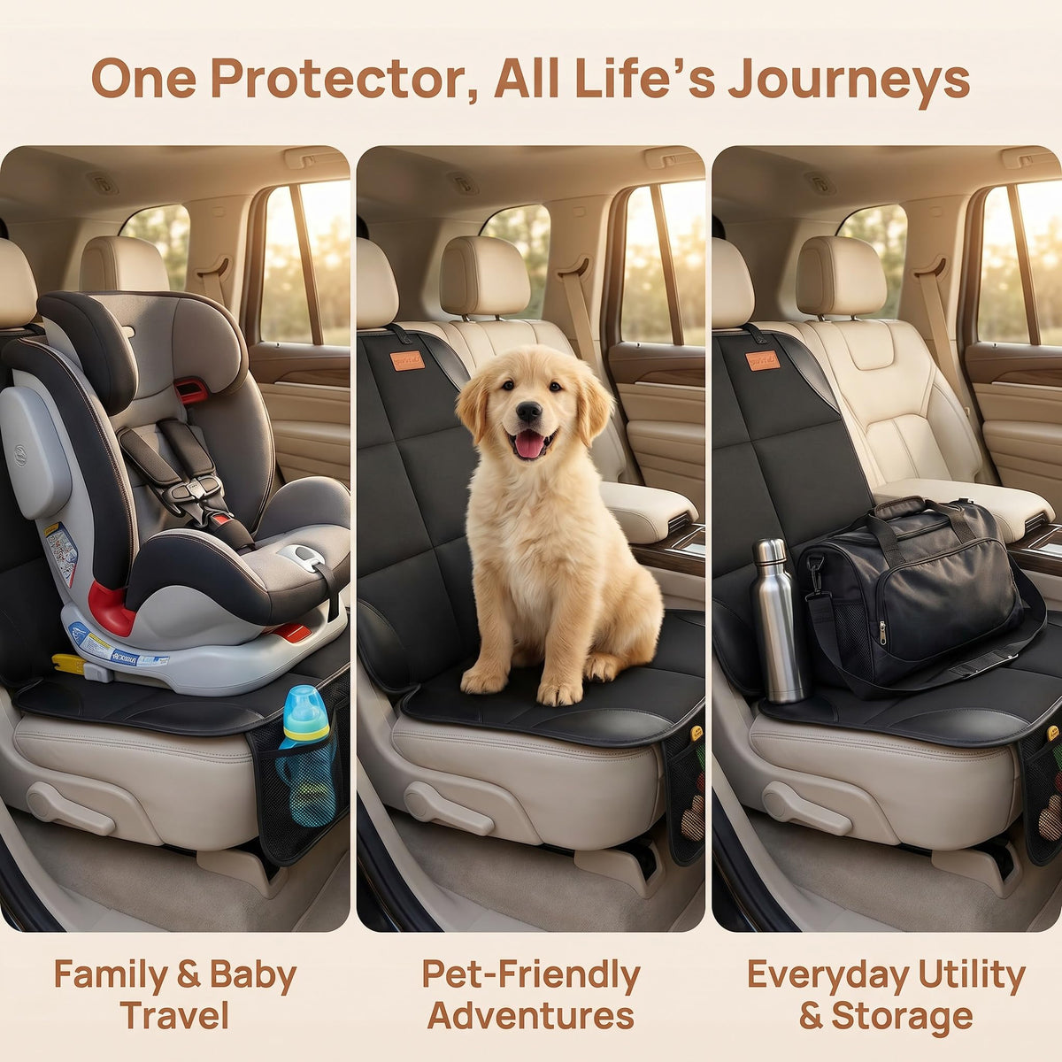Smart eLf Car Seat Protector, 2Pack car seat Protector for Baby carseat with Thickest Padding, Non Slip Backing Mesh Pockets for Baby, Pet 🍁 All In One Marketplace Canada