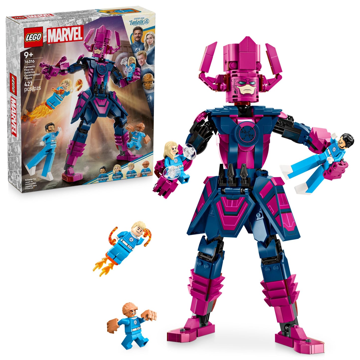 LEGO Marvel Fantastic Four vs. Galactus Construction Figure - Super Hero Building Toy - 4 Minifigures, Including The Thing, Invisible Woman and Human Torch - Gift for Kids, Boys and Girls, 9+ 76316 🍁 All In One Marketplace Canada