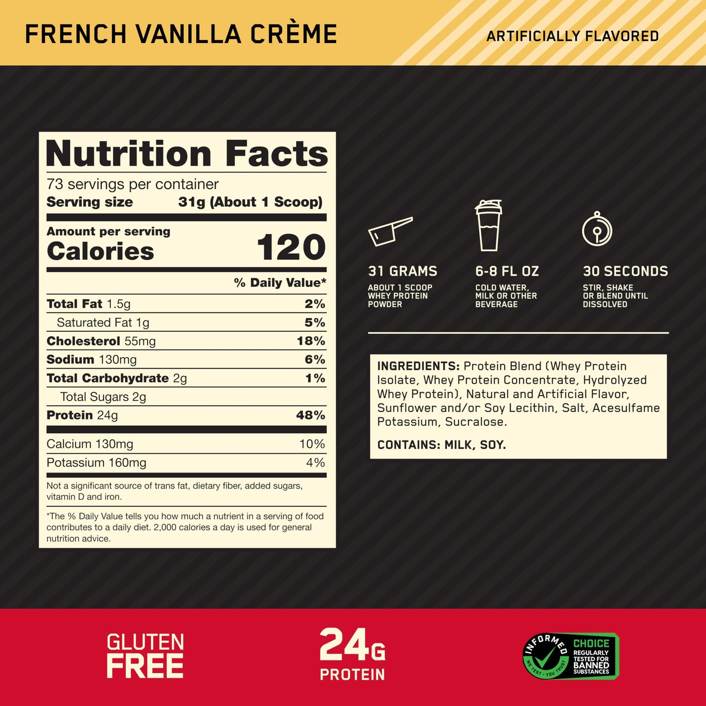Optimum Nutrition Gold Standard 100% Whey Protein Powder, 2.270g - French Vanilla - 73 servings (packaging may vary) 🍁 All In One Marketplace Canada