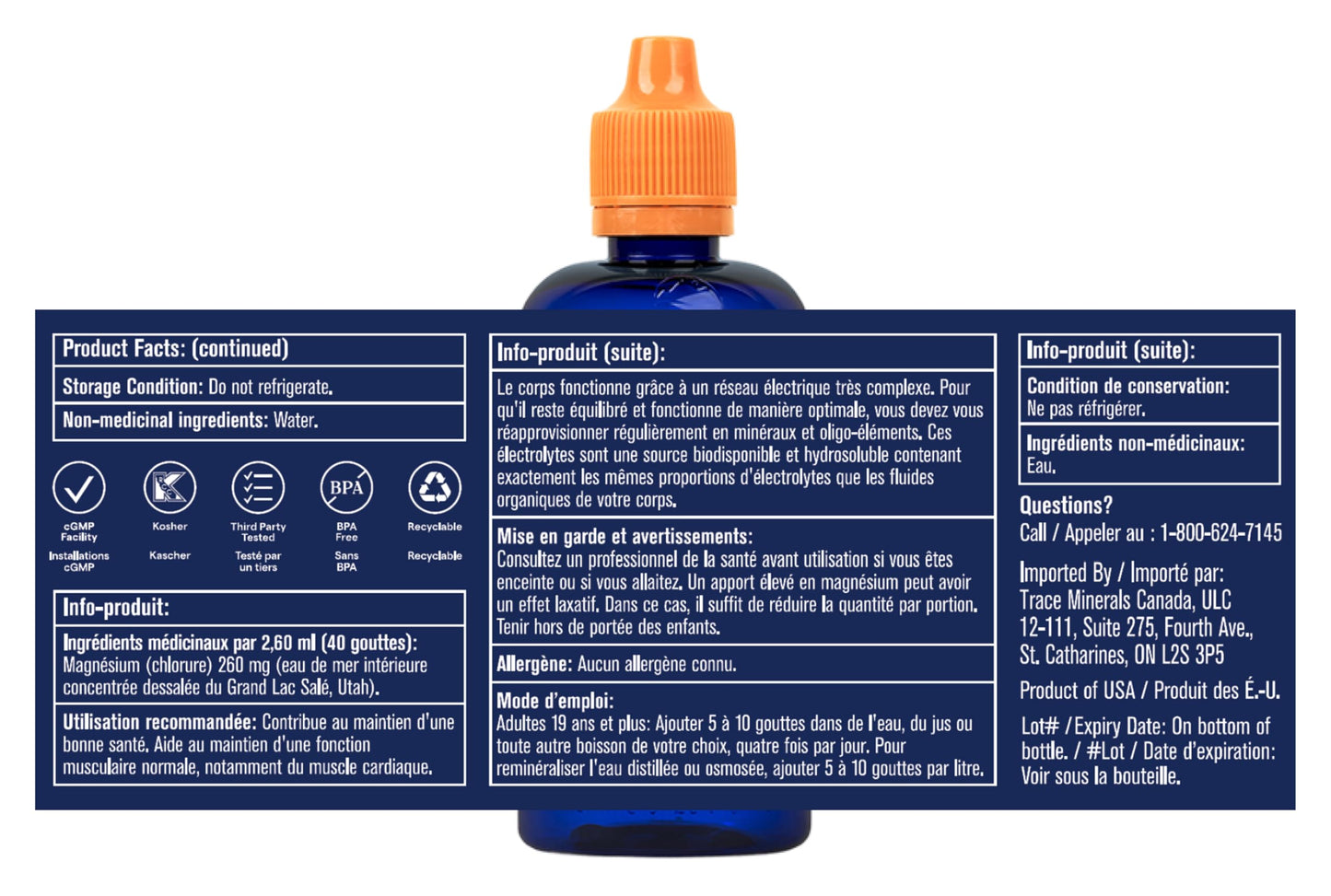 Trace Minerals ConcenTrace Drops | Ionic Liquid Magnesium, Chloride, Potassium | Full Spectrum Minerals | Low Sodium | Energy, Electrolytes, Hydration | 120 ML, 48 Day Supply 🍁 All In One Marketplace Canada
