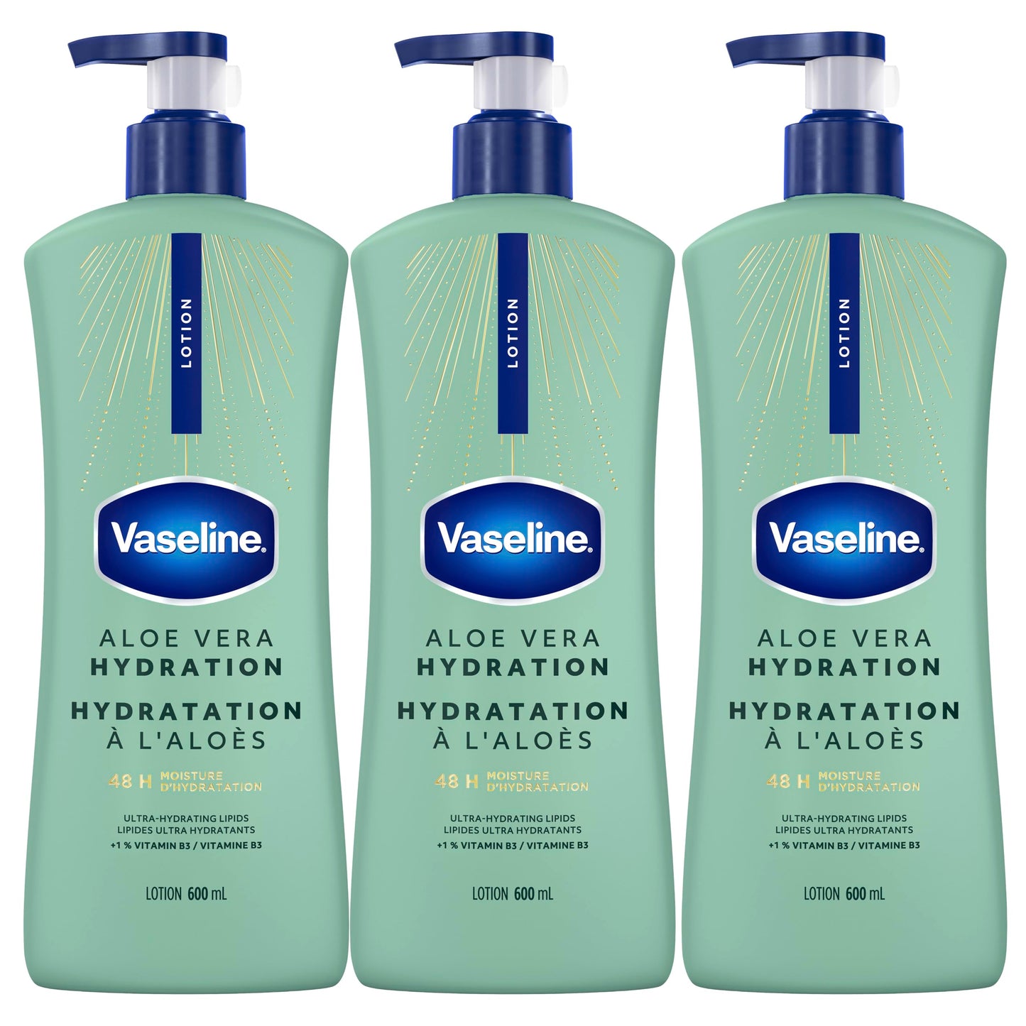 Vaseline Intensive Care Aloe Vera Hydration Body Lotion for Dry Skin with 48H Moisture + Ultra hydrating lipids, 600 ml (3-pack) 🍁 All In One Marketplace Canada