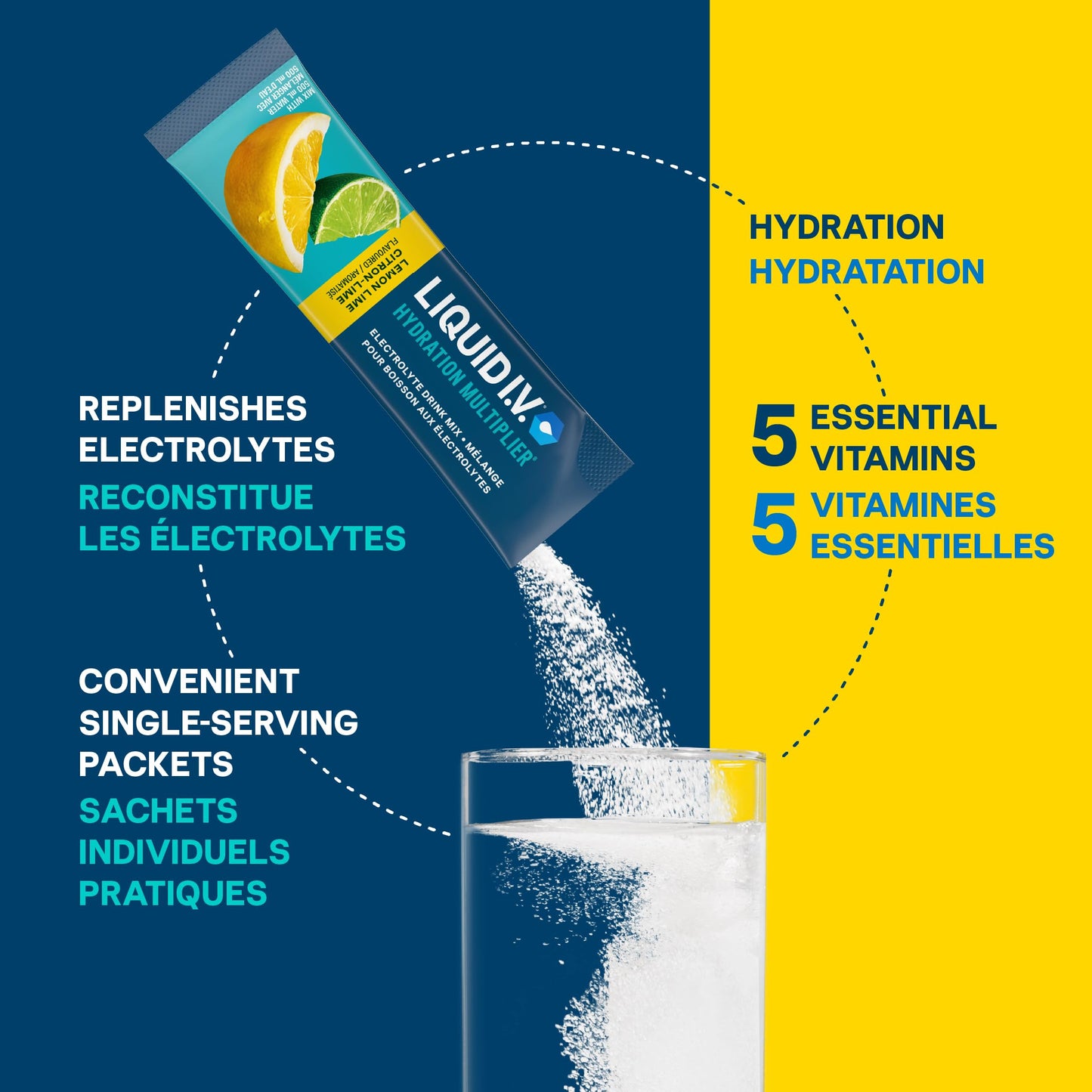 Liquid I.V. Hydration Multiplier Electrolyte Drink Mix - Enhanced Hydration Electrolyte Powder with Vitamins B3, B5, B6, B12 and C -18x On-the-go Sticks for Workout and Travel - Lemon Lime 🍁 All In One Marketplace Canada