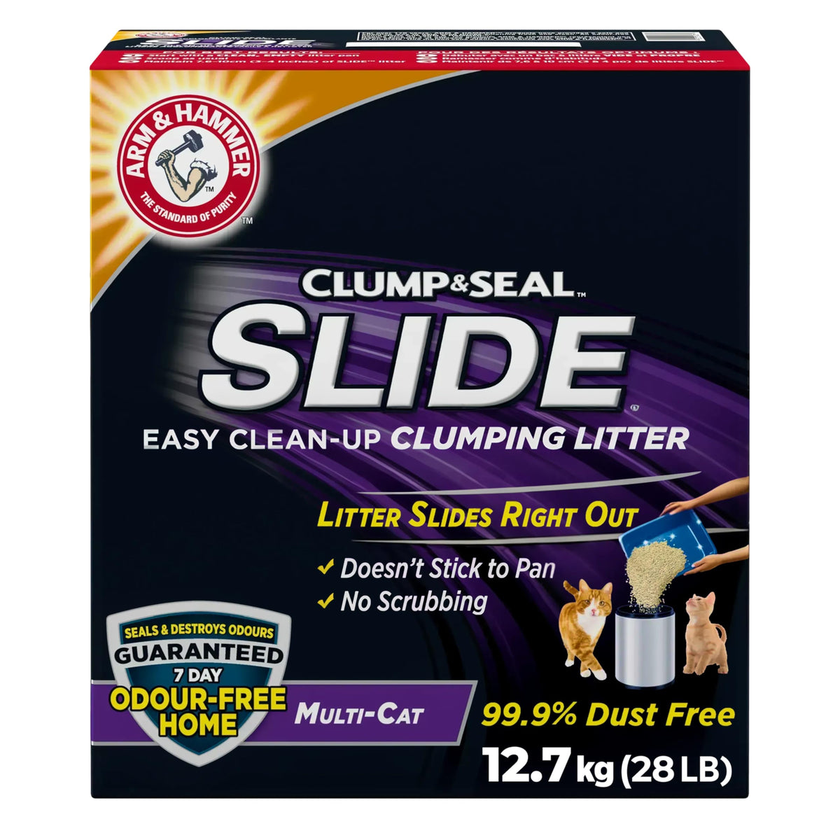 Arm & Hammer Slide Clumping Cat Litter, Multi-Cat Clay, Effortless Clean, 7-Day Odour Control, Dust-Free, Low-Tracking, Rock-Hard Clumps, Baking Soda Power, 12.7 kg 🍁 All In One Marketplace Canada
