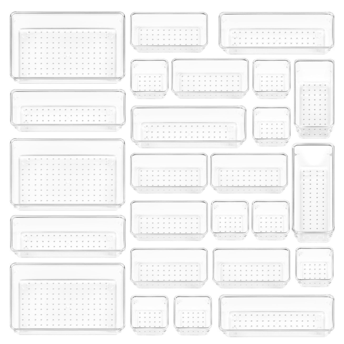 Vtopmart 25 PCS Plastic Clear Drawer Organizer, Acrylic Desk Drawer organizers, Organization and Storage for Makeup, Bathroom, Office, kitchen, Bedroom 🍁 All In One Marketplace Canada