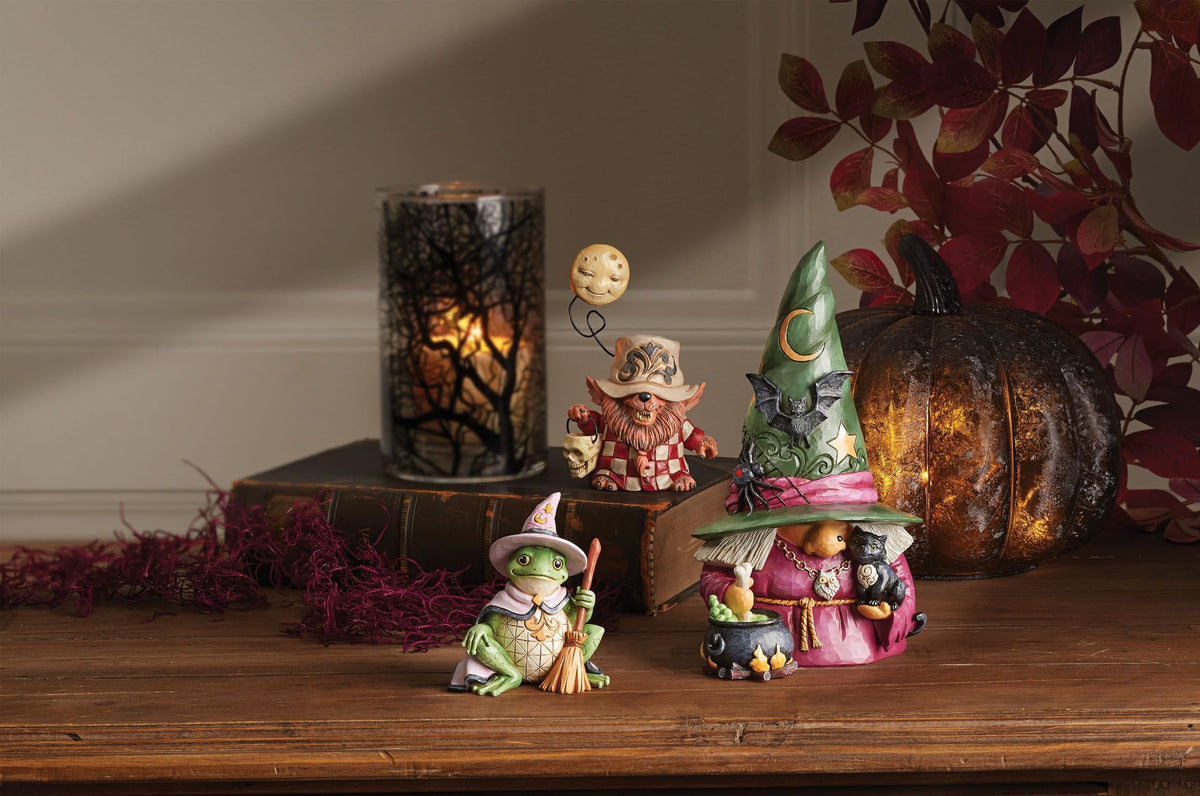 Enesco Jim Shore Heartwood Creek Halloween Frog Dressed as Witch Miniature Figurine, 3.43 Inch, Multicolor