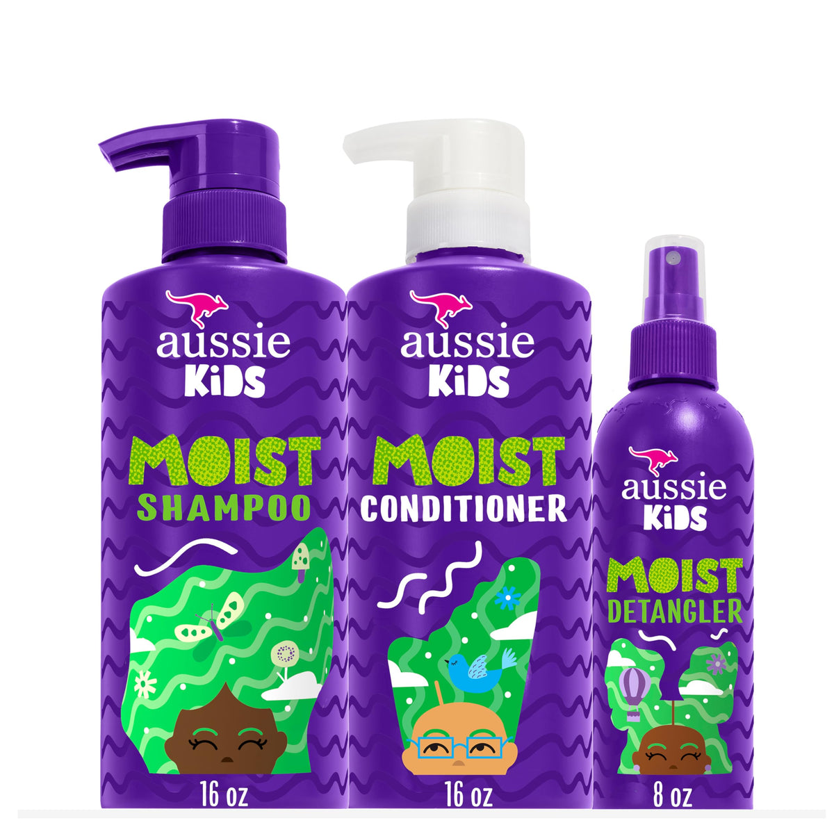 Aussie Kids Moist Detangler Pack for Kids, Shampoo & Conditioner, 475 mL each + Detangler Spray, 236 mL 🍁 All In One Marketplace Canada