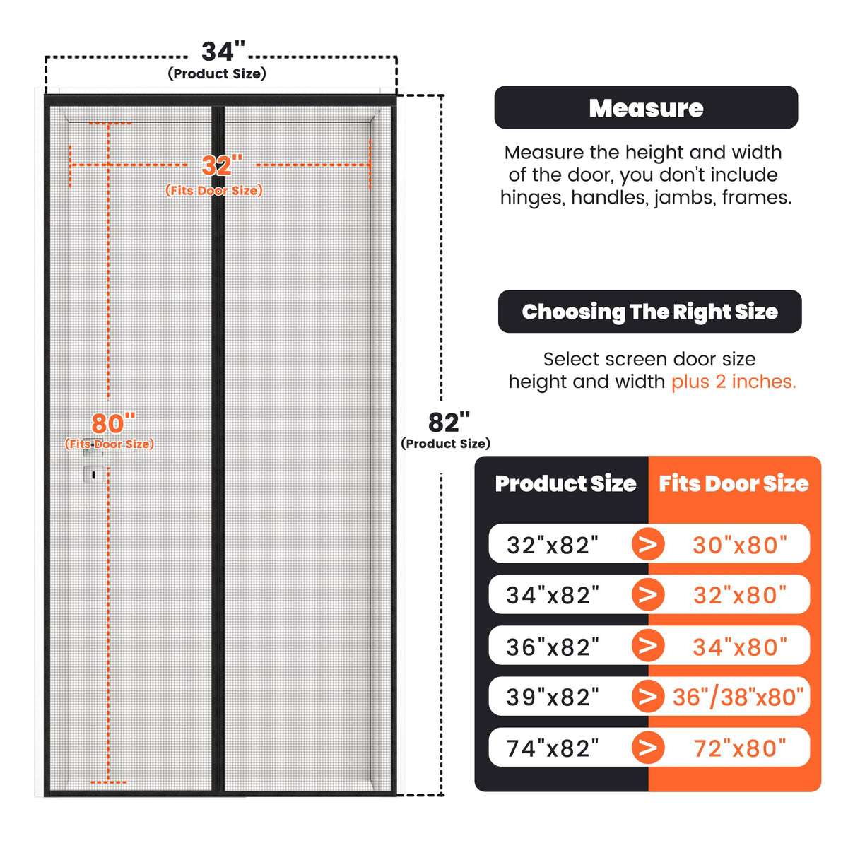 Magnetic Screen Door, Heavy Duty Fiberglass Moustiquaire Magnétique, Screen Mesh with Automatic Block Closure, Walk Through Easily for Kids Pets,Fits Door Size up to 36-38" W x 80" H 🍁 All In One Marketplace Canada