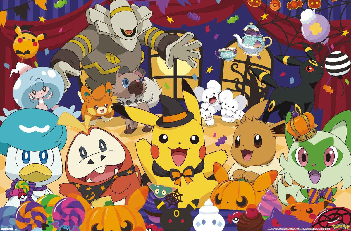 Pokémon: Halloween Party- Group Wall Poster, 34L" x 22.4W", Premium Unframed Version