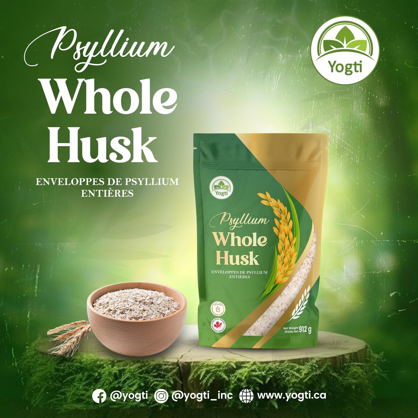 Yogti Whole Psyllium Husk, 912 g 🍁 All In One Marketplace Canada