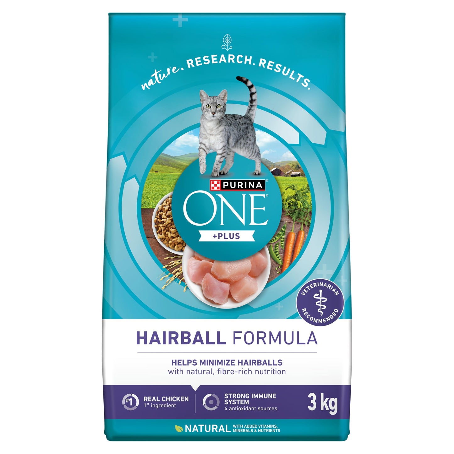 Purina ONE +Plus Dry Cat Food, Hairball Formula Chicken - 3 kg Bag 🍁 All In One Marketplace Canada