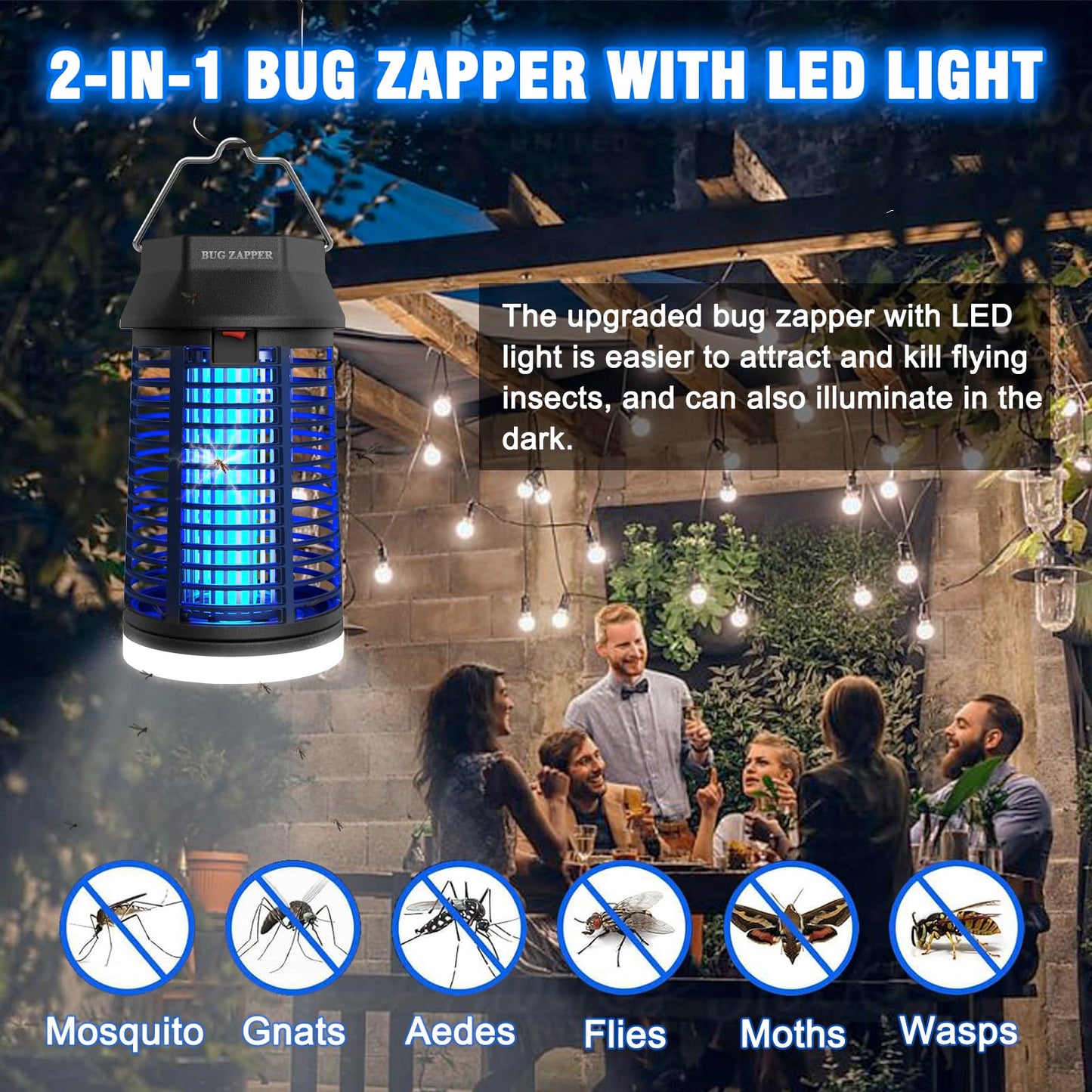 ZENLEA Bug Zapper Outdoor with LED Light, Bug Zapper Indoor, 4200V Mosquito Zapper Outdoor,Waterproof Mosquito Killer, Electric Fly Zapper Fly Traps for Camping Backyard Patio Garden, Plug-in 🍁 All In One Marketplace Canada