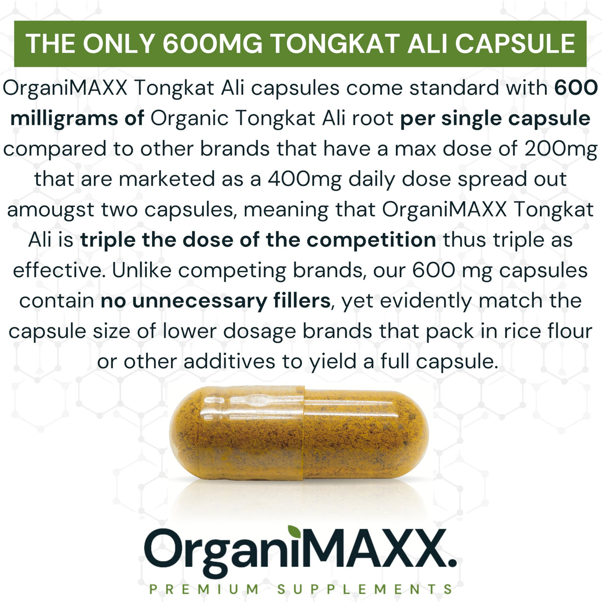 6X Strength Tongkat Ali 600 MG PER SINGLE CAPSULE 60,000 MG Equivalent 100:1 Extract Ratio Highest Potency, OrganiMAXX Longjack Eurycoma Longifolia Non-GMO Premium Tongkat Ali Supplement For Men. 🍁 All In One Marketplace Canada