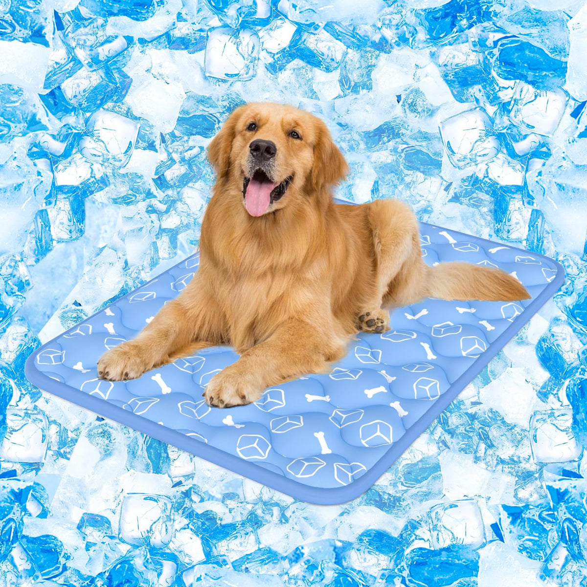 【Upgraded】Rywell Extra Large Dog Cooling Mat 44"x32" Thickened Self-Cooling Pad for Large Dogs, Arc-Chill Waterproof Non-Slip, Washable Pet Cooling Bed Mat for Crate, Sofa, Kennel, Grey,Q-Max>0.5 Blue 🍁 All In One Marketplace Canada