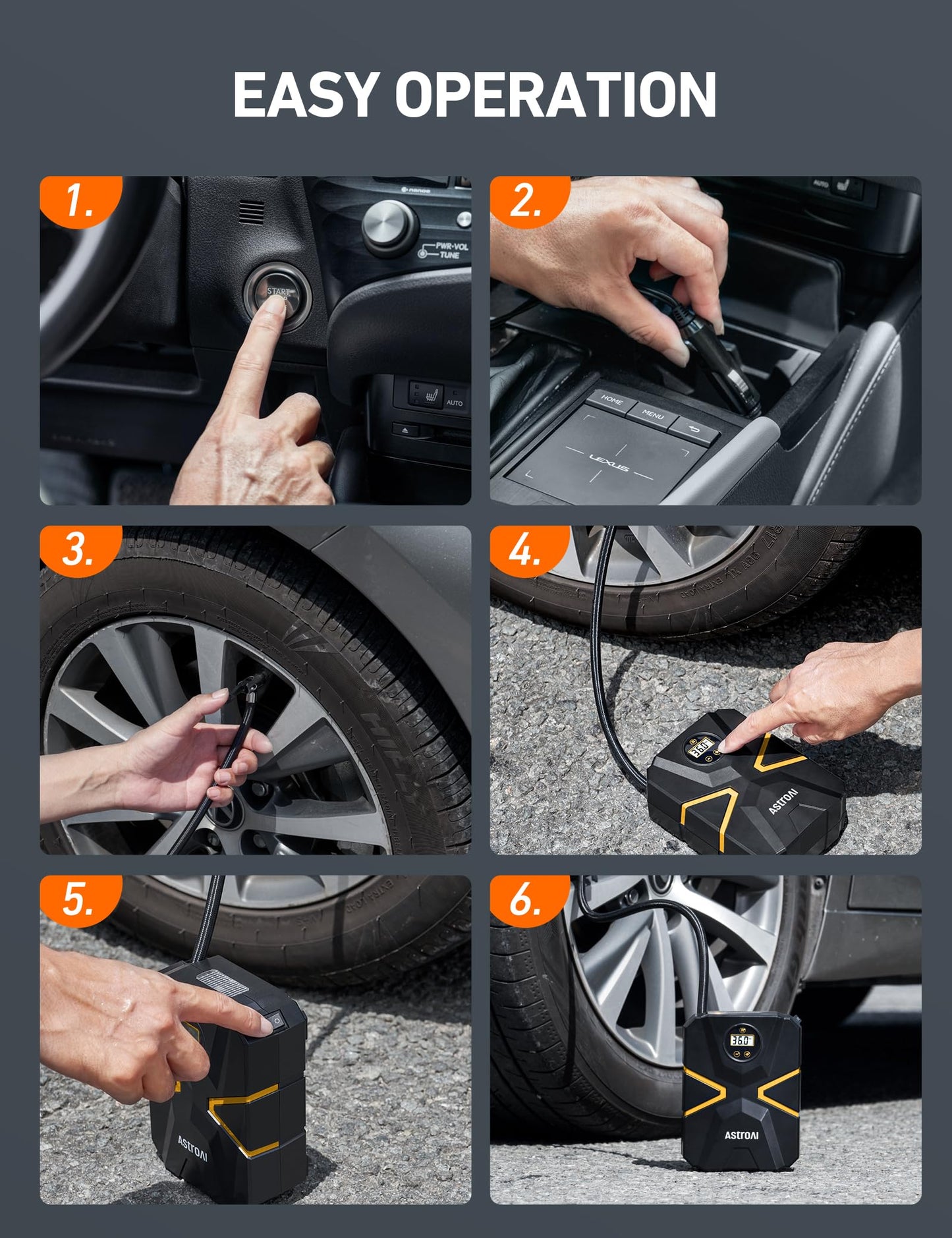 AstroAI S1 Tire Inflator Portable Air Compressor 12V DC, Digital Car Tire Pump 150 PSI, Preset Tire Pressure & Auto Shutoff, Electric Air Pump for Car Tires, Motorcycles, Bicycles, Other Inflatables 🍁 All In One Marketplace Canada