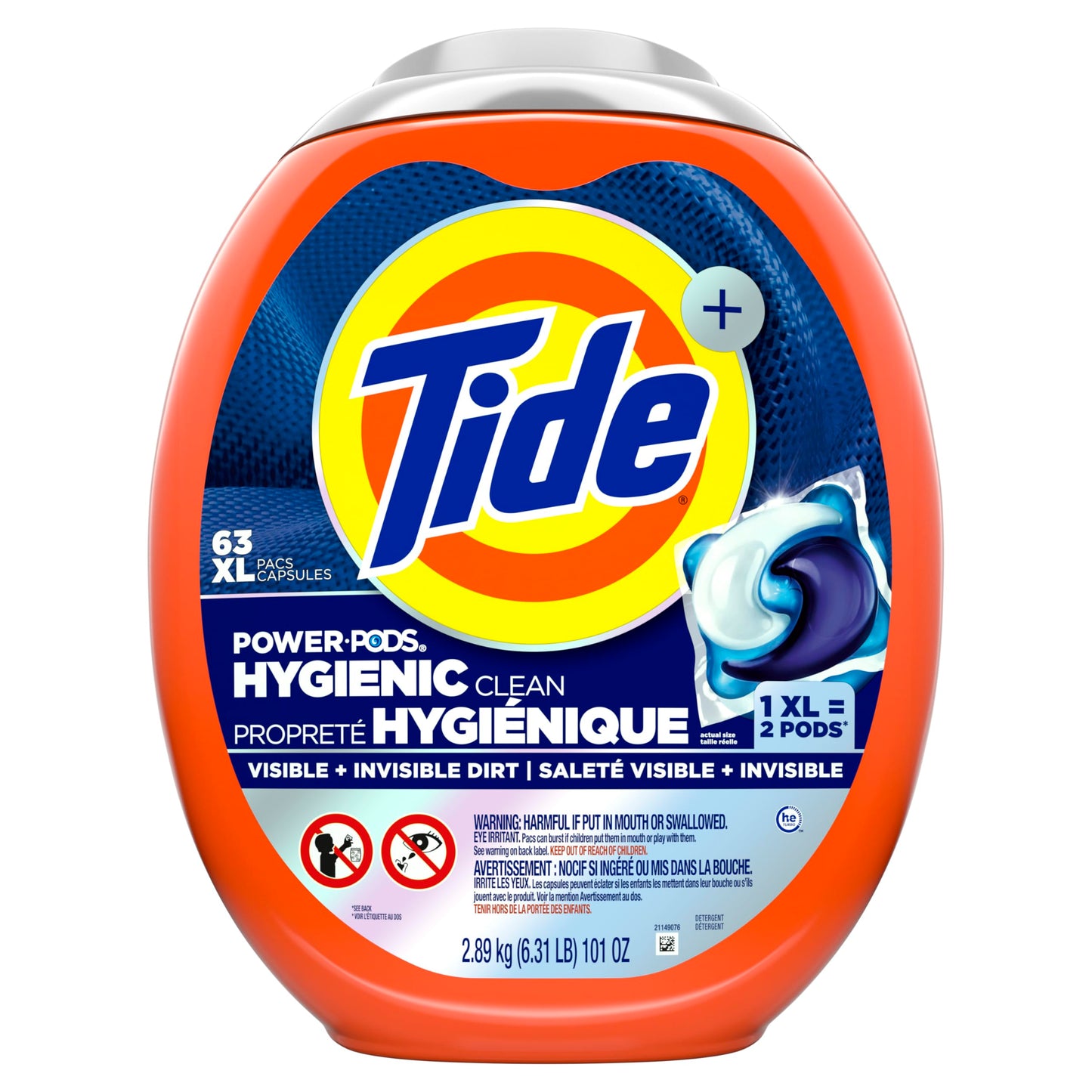 Tide Hygienic Clean Power PODS Laundry Detergent Pacs, Original Scent, 63 Count, Removes Visible and Invisible Dirt, laundry soap detergent pacs 🍁 All In One Marketplace Canada