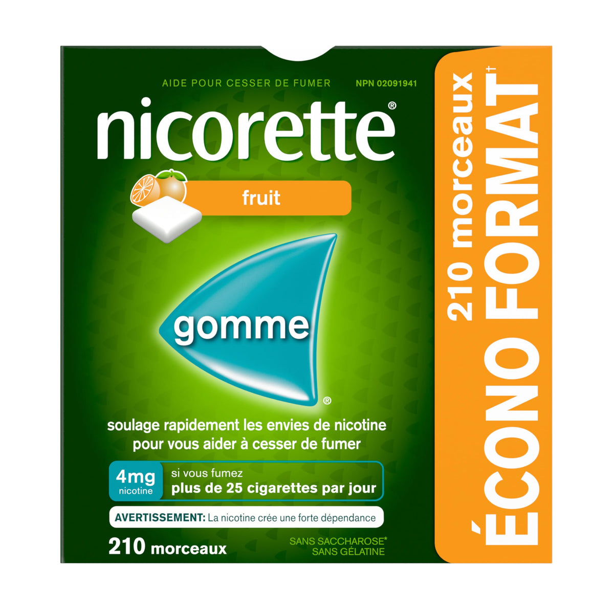 Nicorette 4mg Nicotine Gum, Fruit – Quit Smoking Aid with Fast Craving & Withdrawal Relief, Nicotine Replacement Therapy (NRT), 210 Pieces (Value Size) 🍁 All In One Marketplace Canada